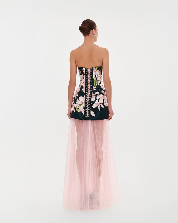 2-in-1 floral mini with a detachable candy pink sheer underskirt - Image 3