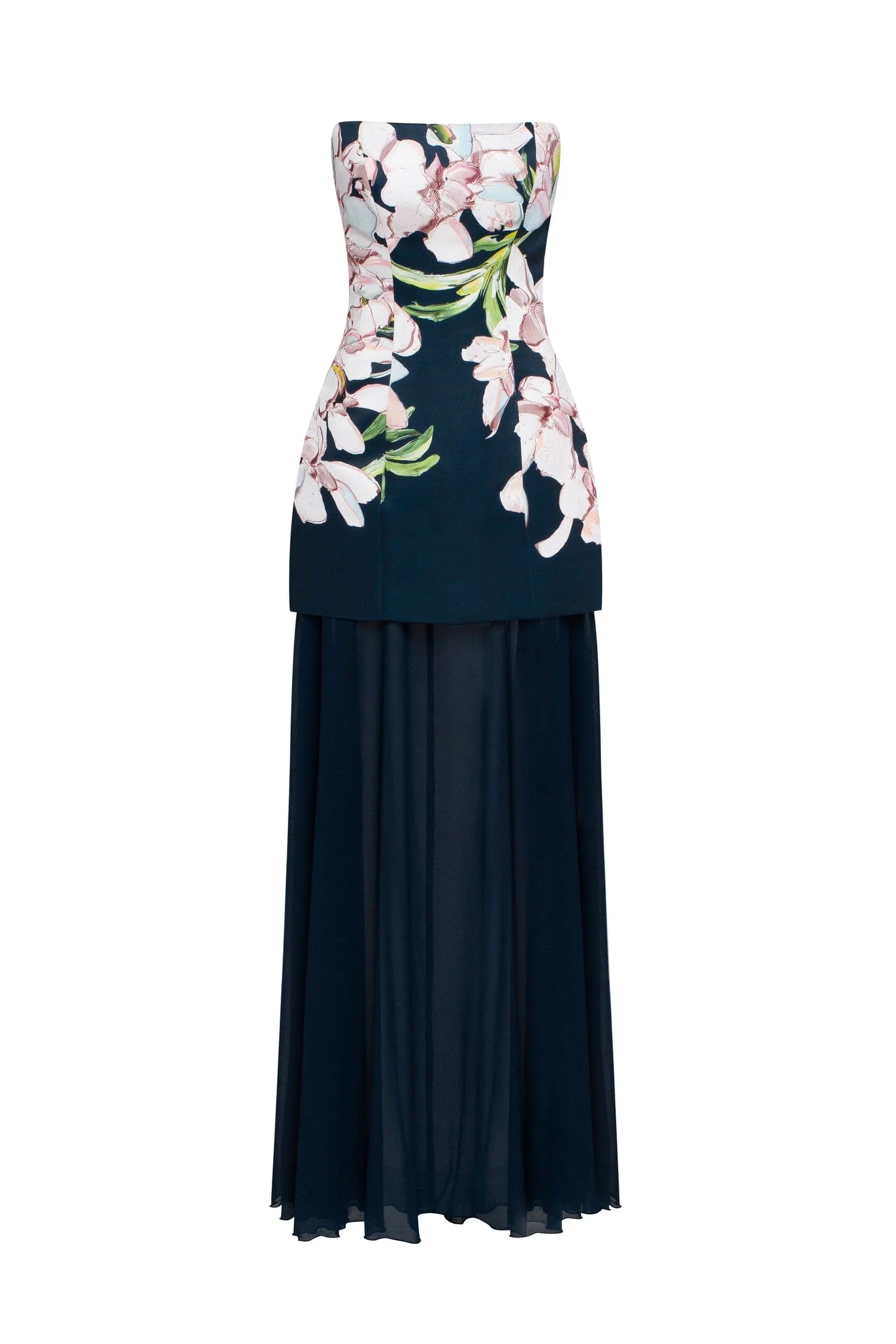 2-in-1 floral mini with a detachable deep ocean green underskirt - Image 2