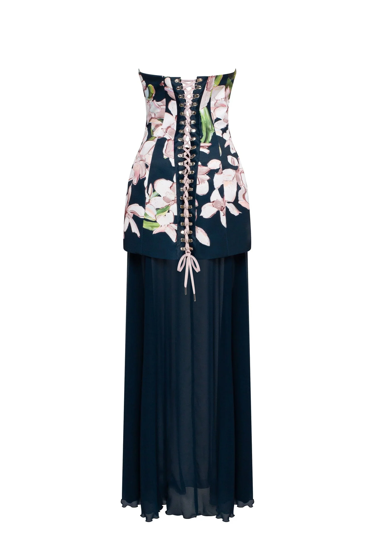 2-in-1 floral mini with a detachable deep ocean green underskirt - Image 4