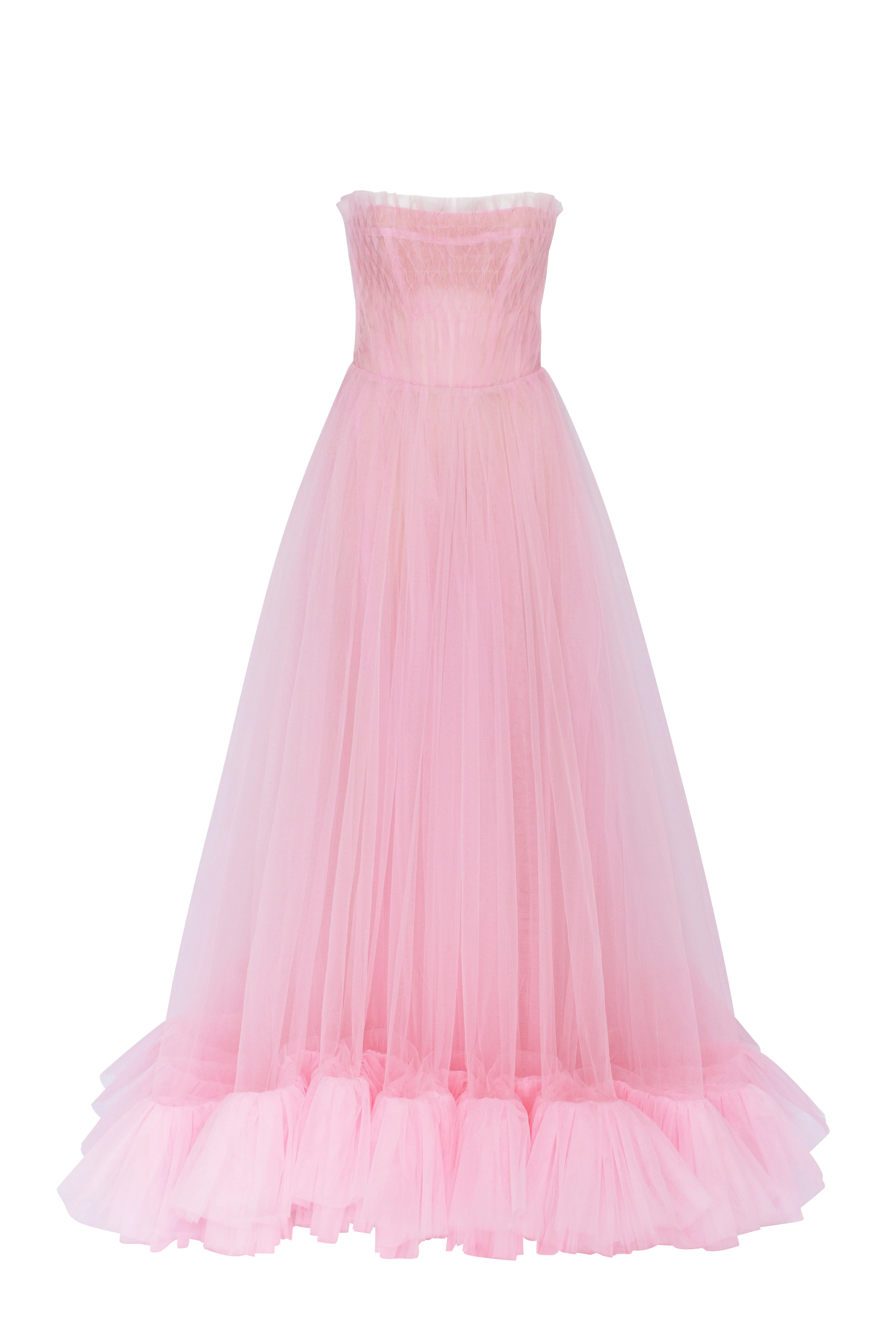 Airy tulle maxi dress in Barbie pink - Image 2