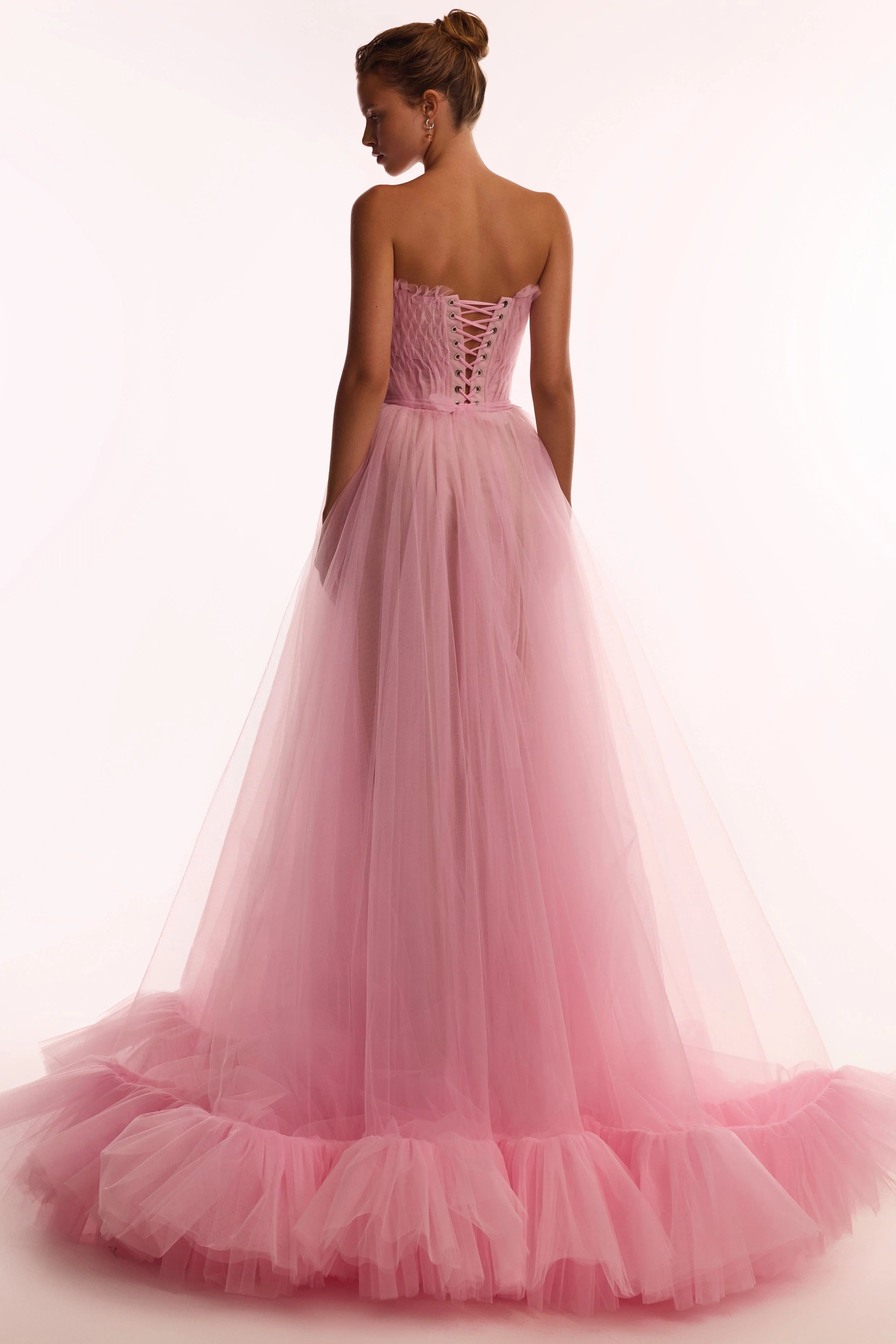 Airy tulle maxi dress in Barbie pink - Image 3