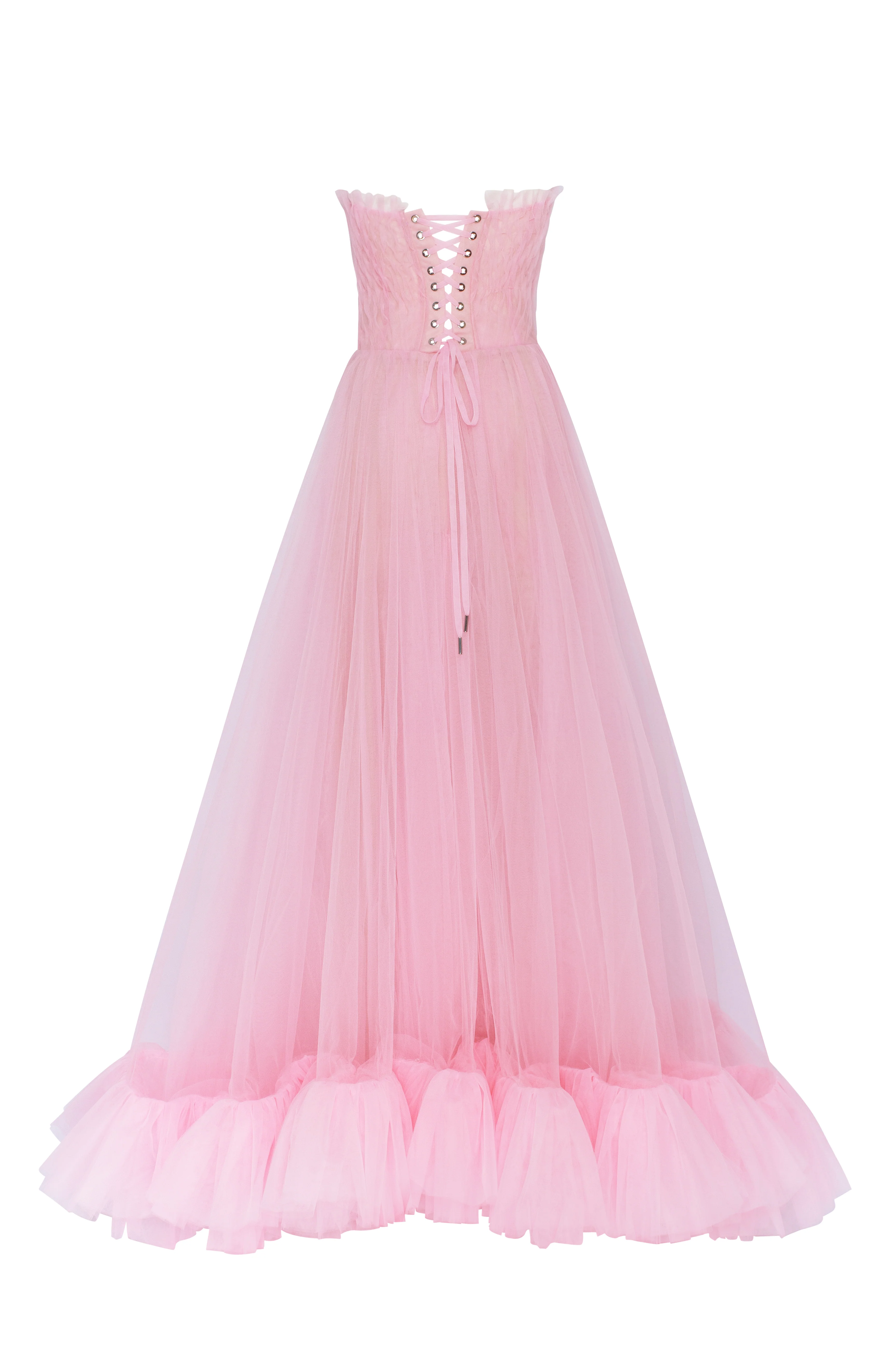 Airy tulle maxi dress in Barbie pink - Image 4