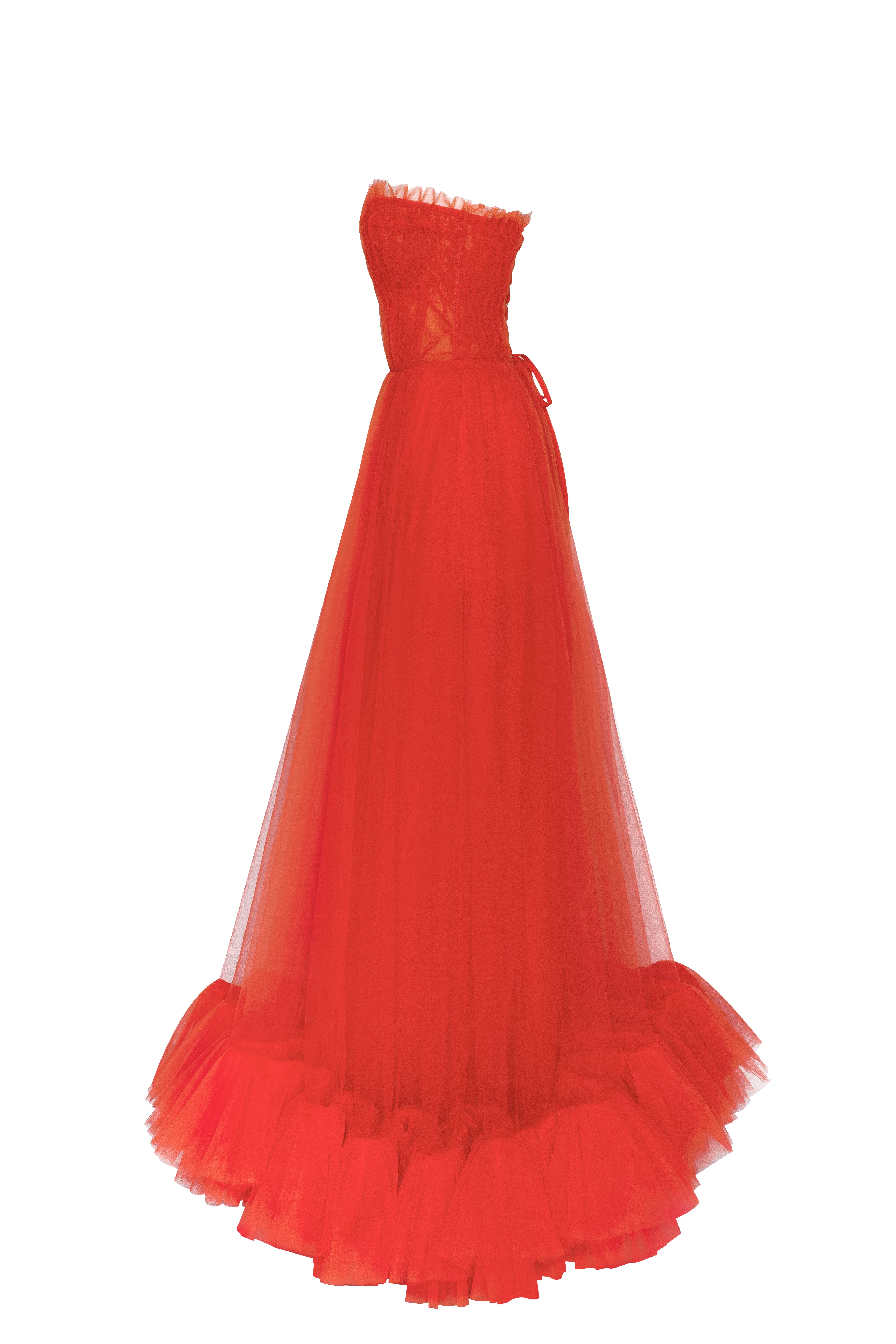 Airy tulle maxi dress in fiery coral - Image 7