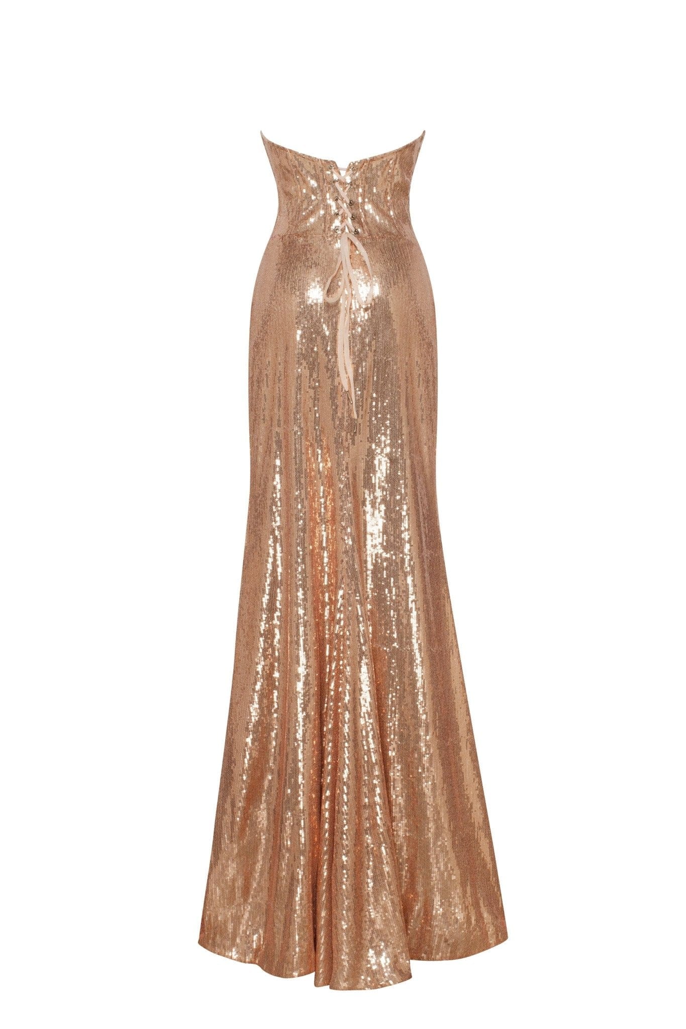 Astonishing sequined lace maxi dress in gold - Image 4