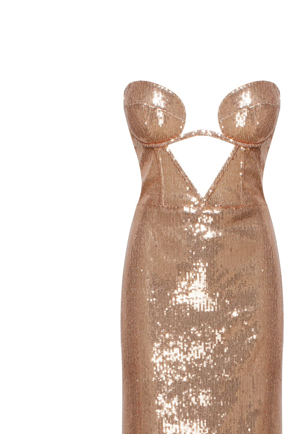 Astonishing sequined lace maxi dress in gold - Image 6