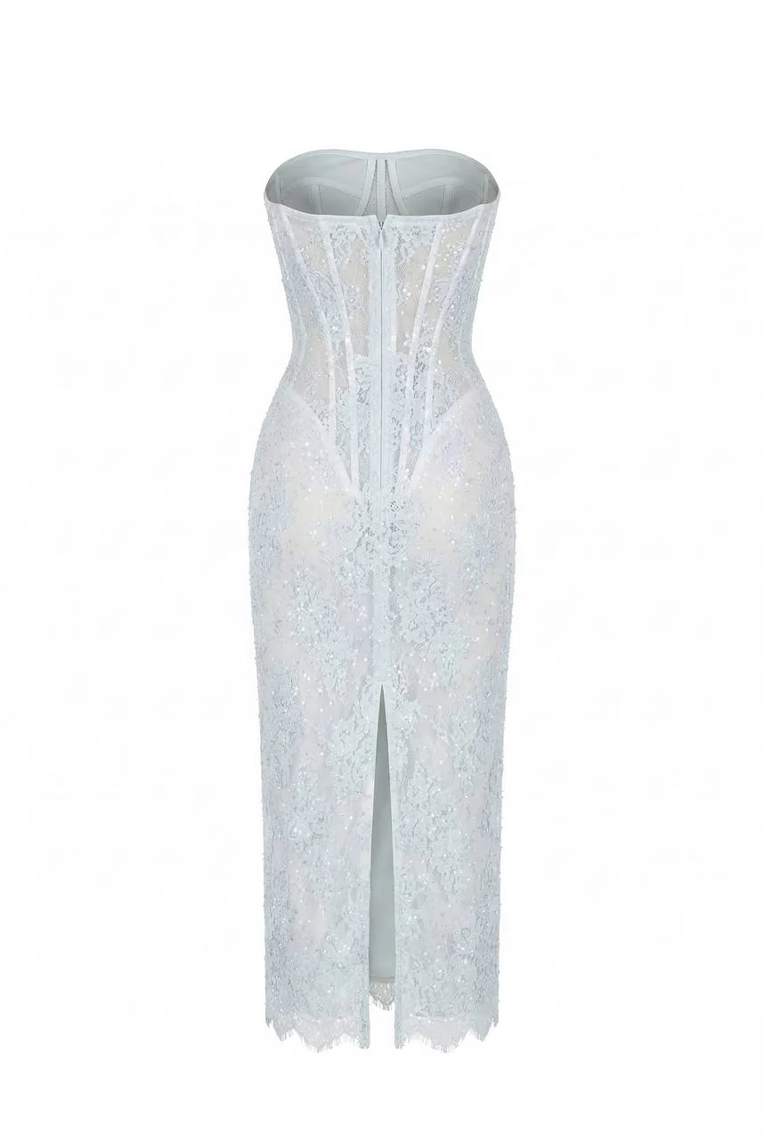 Beaded Lace Corset Dress - Image 4