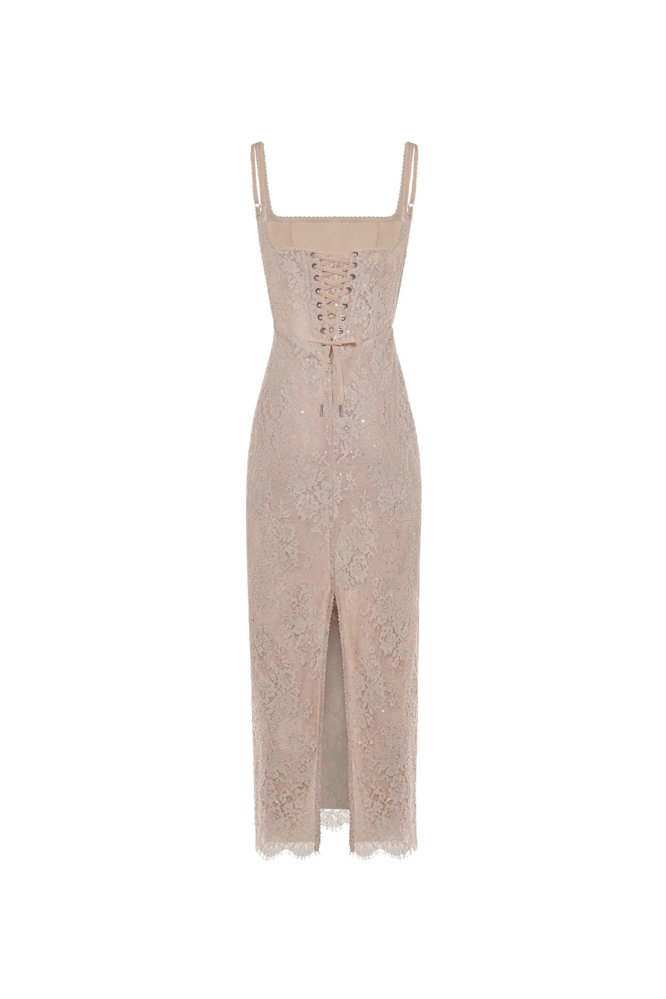 Beige sequinned maxi dress - Image 4