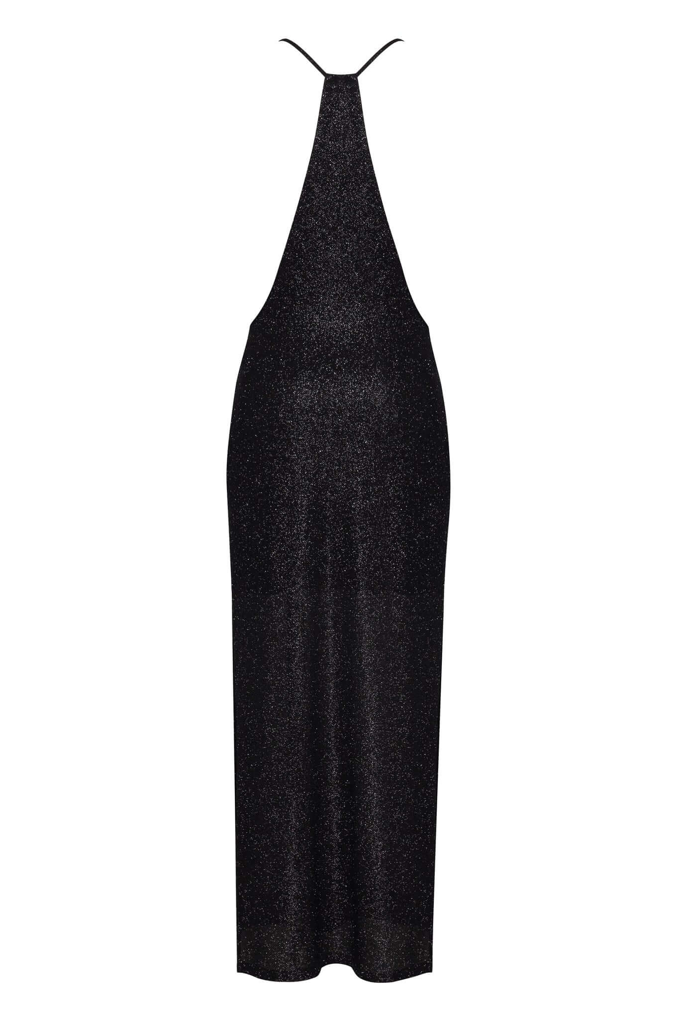 Black Shimmer Midi Slip Dress - Image 4