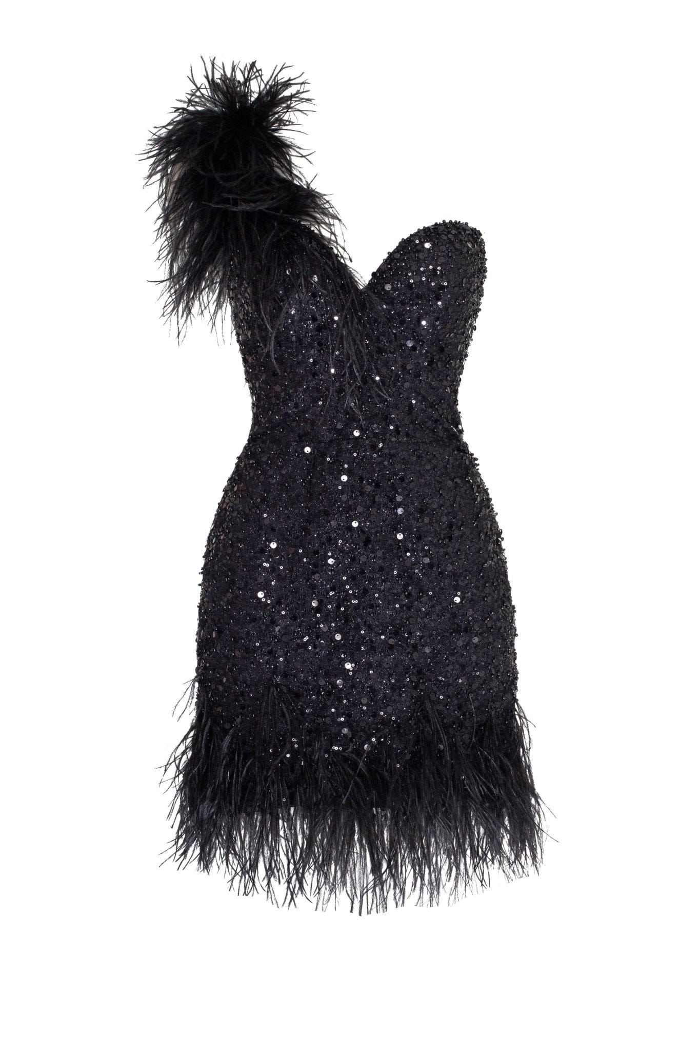 Black Stunning heart-shaped mini dress with feathers - Image 2