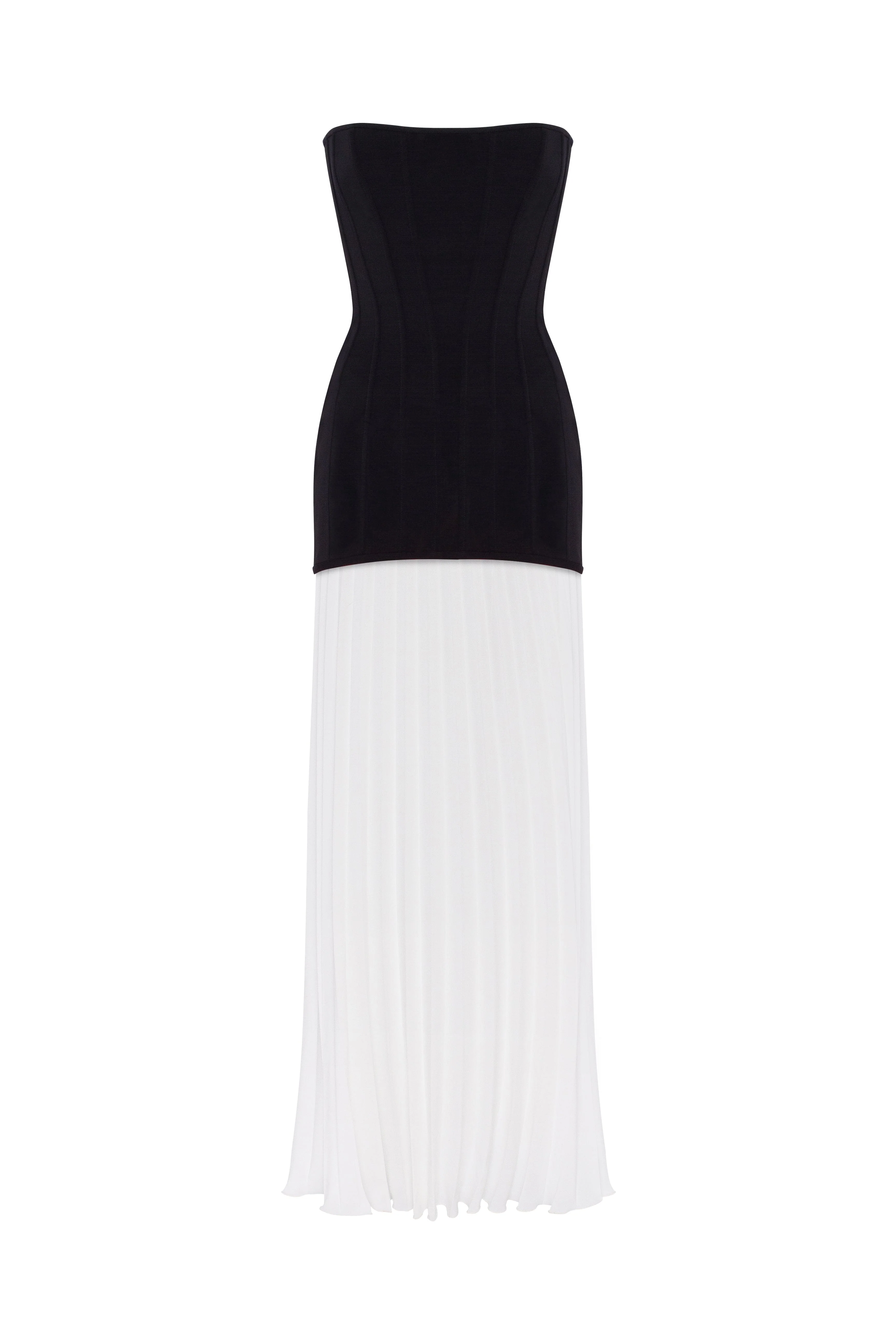 Black&White dress with a pleated skirt, Parisienne - Image 2