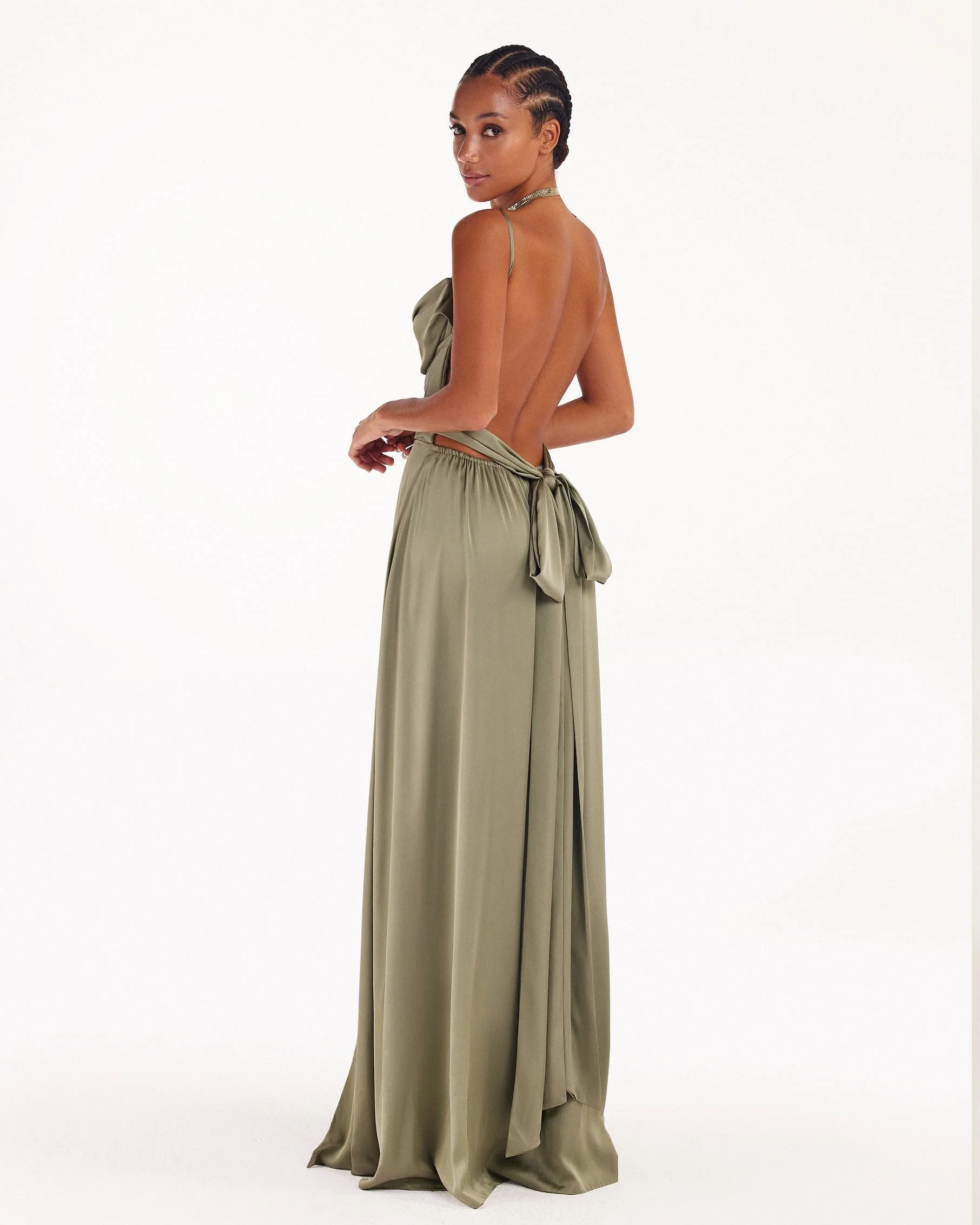 Boudoir olive silk slip dress - Image 3
