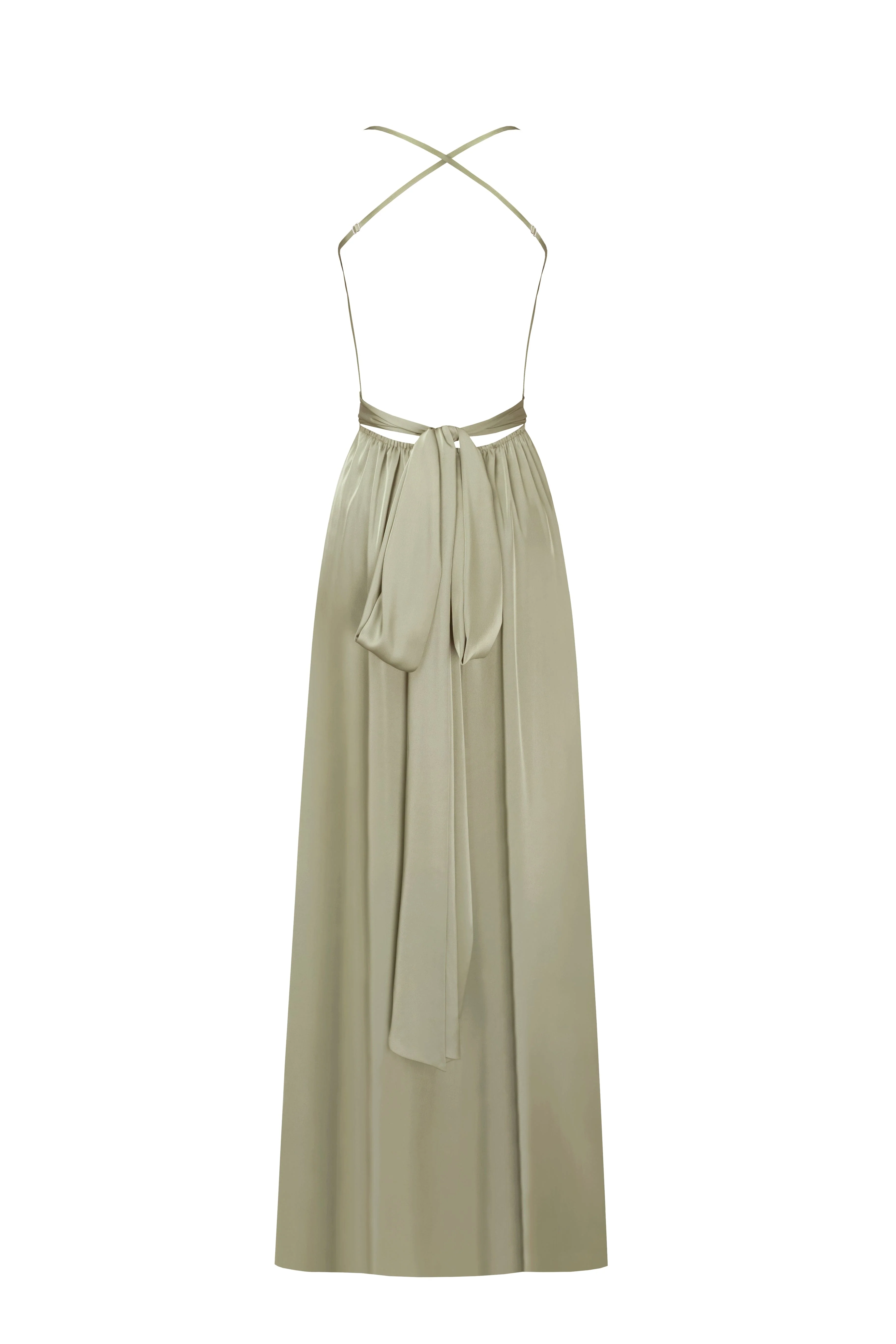 Boudoir olive silk slip dress - Image 4