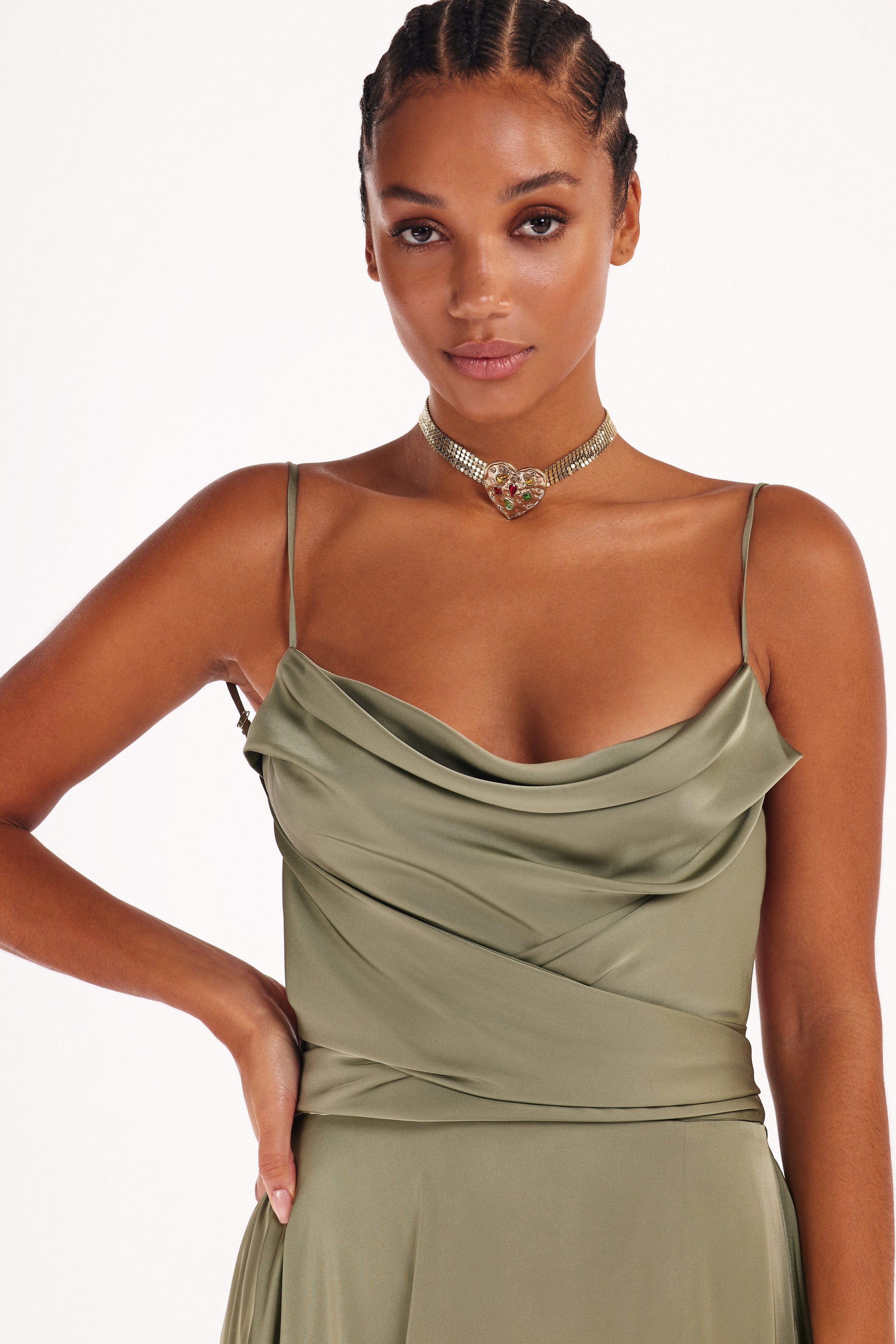 Boudoir olive silk slip dress - Image 5