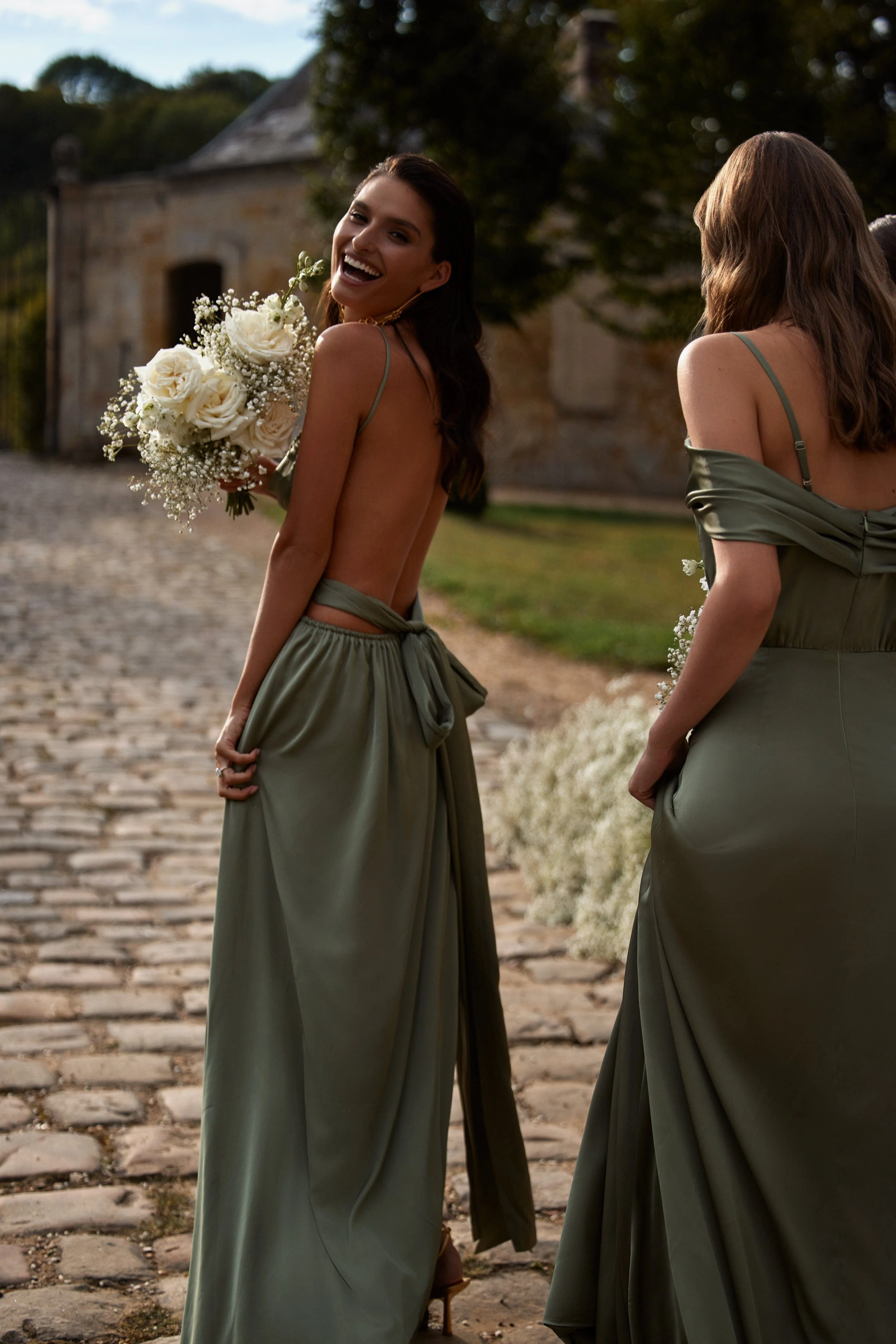Boudoir olive silk slip dress - Image 8