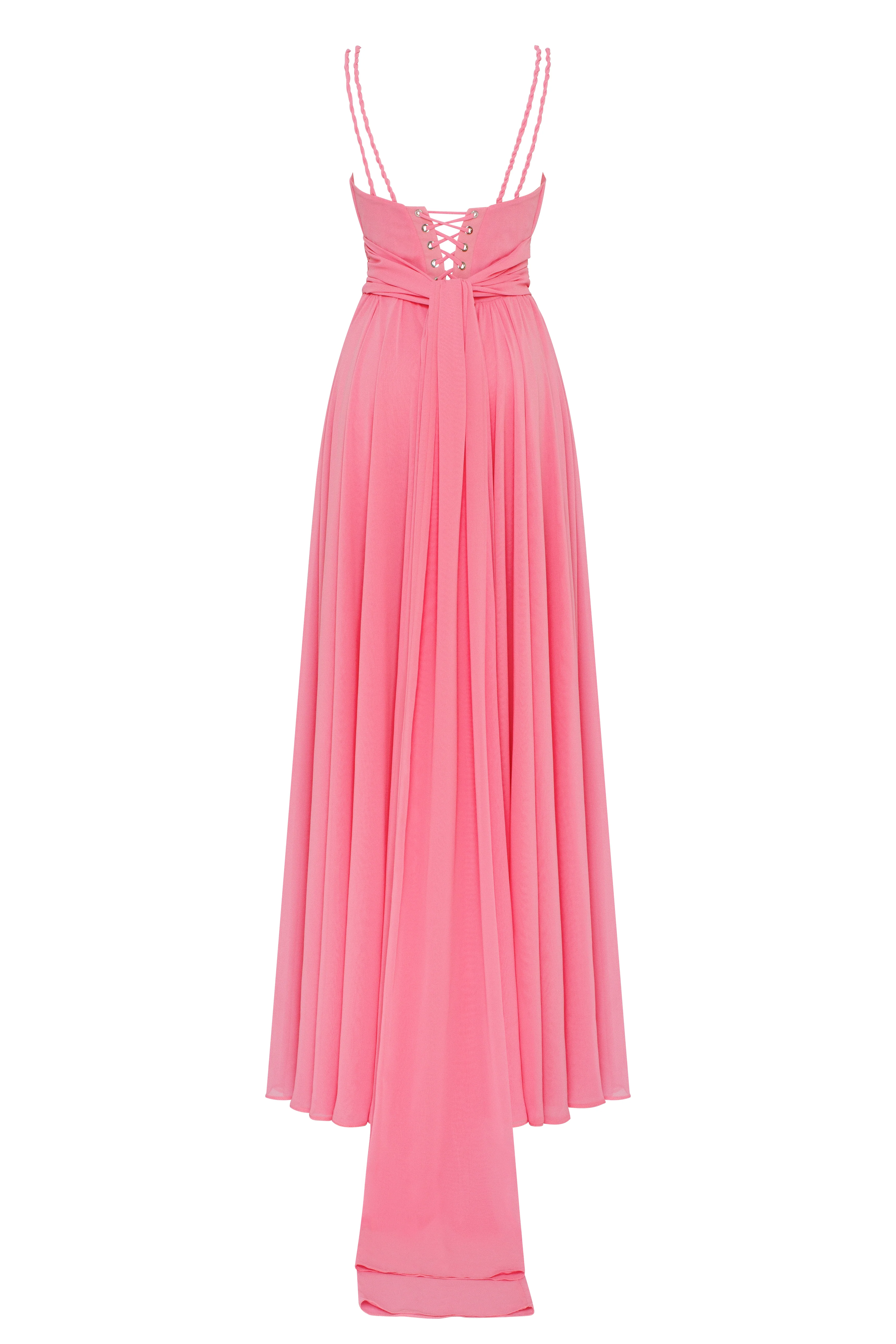 Classy pink pleated maxi dress - Image 4