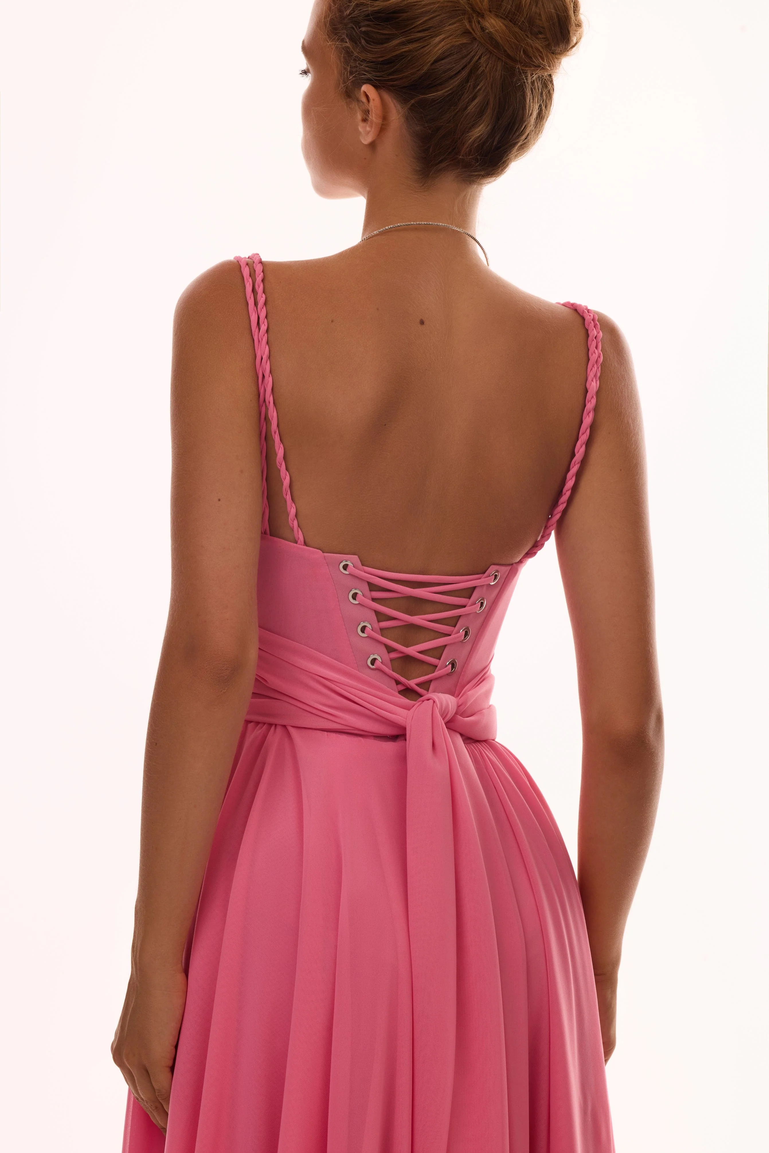 Classy pink pleated maxi dress - Image 8