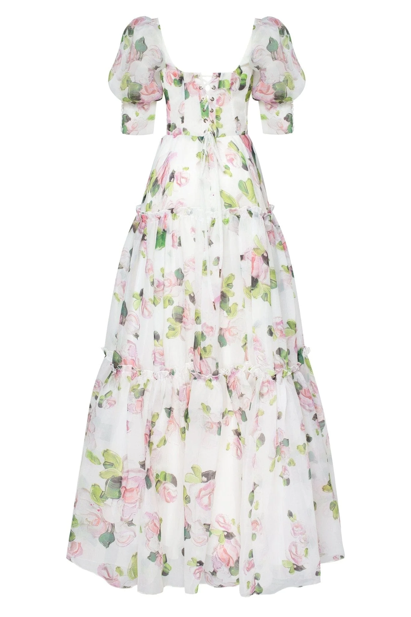 Apple Blossom Feminine voluminous sheer sleeves dress - Image 4
