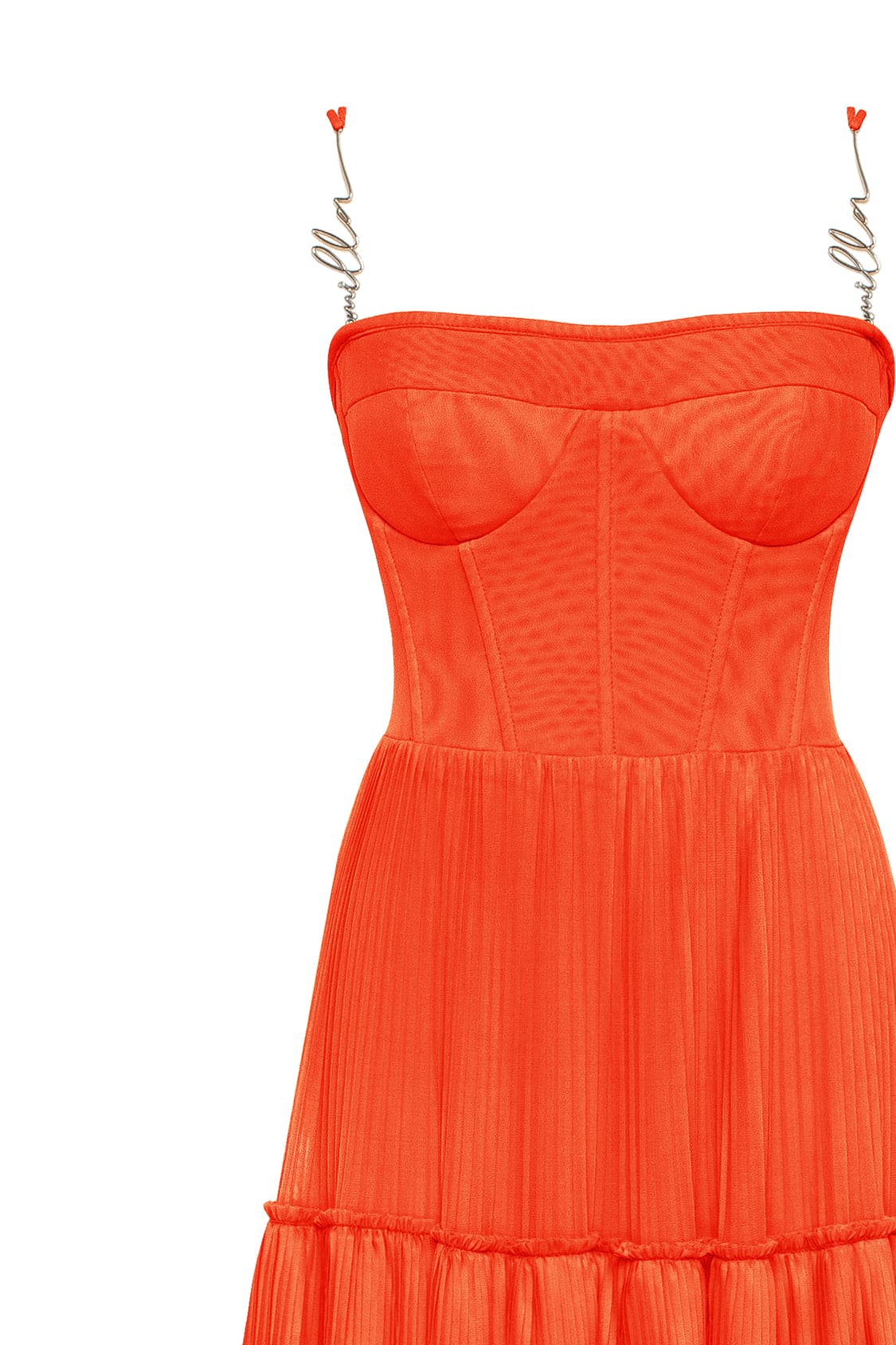 Coral spaghetti strap pleated maxi dress, Garden of Eden - Image 6