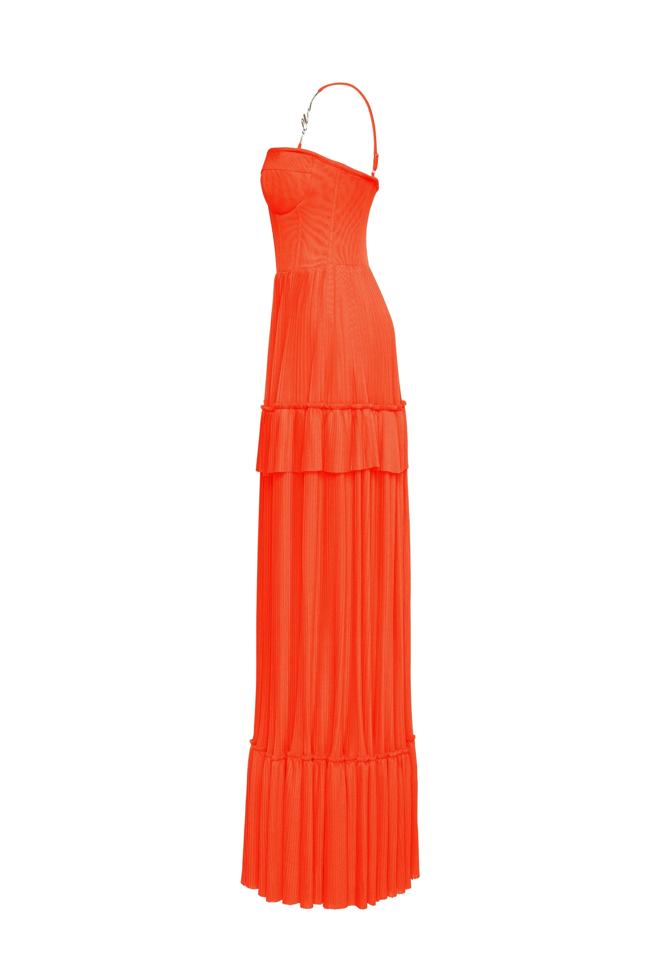 Coral spaghetti strap pleated maxi dress, Garden of Eden - Image 7
