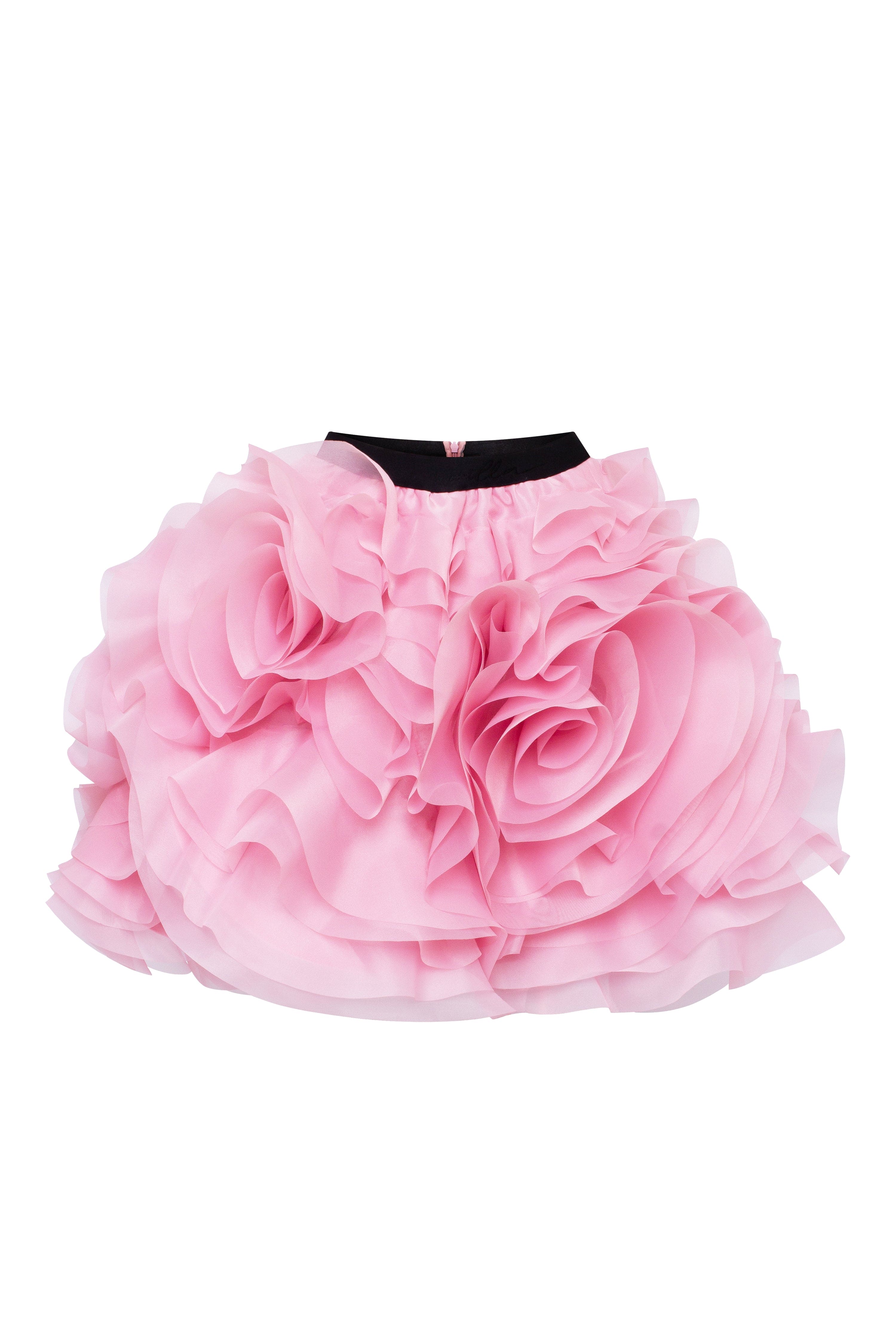 Danceable mini skirt with ruched flower appliques in pink, Midnight Walk - Image 2