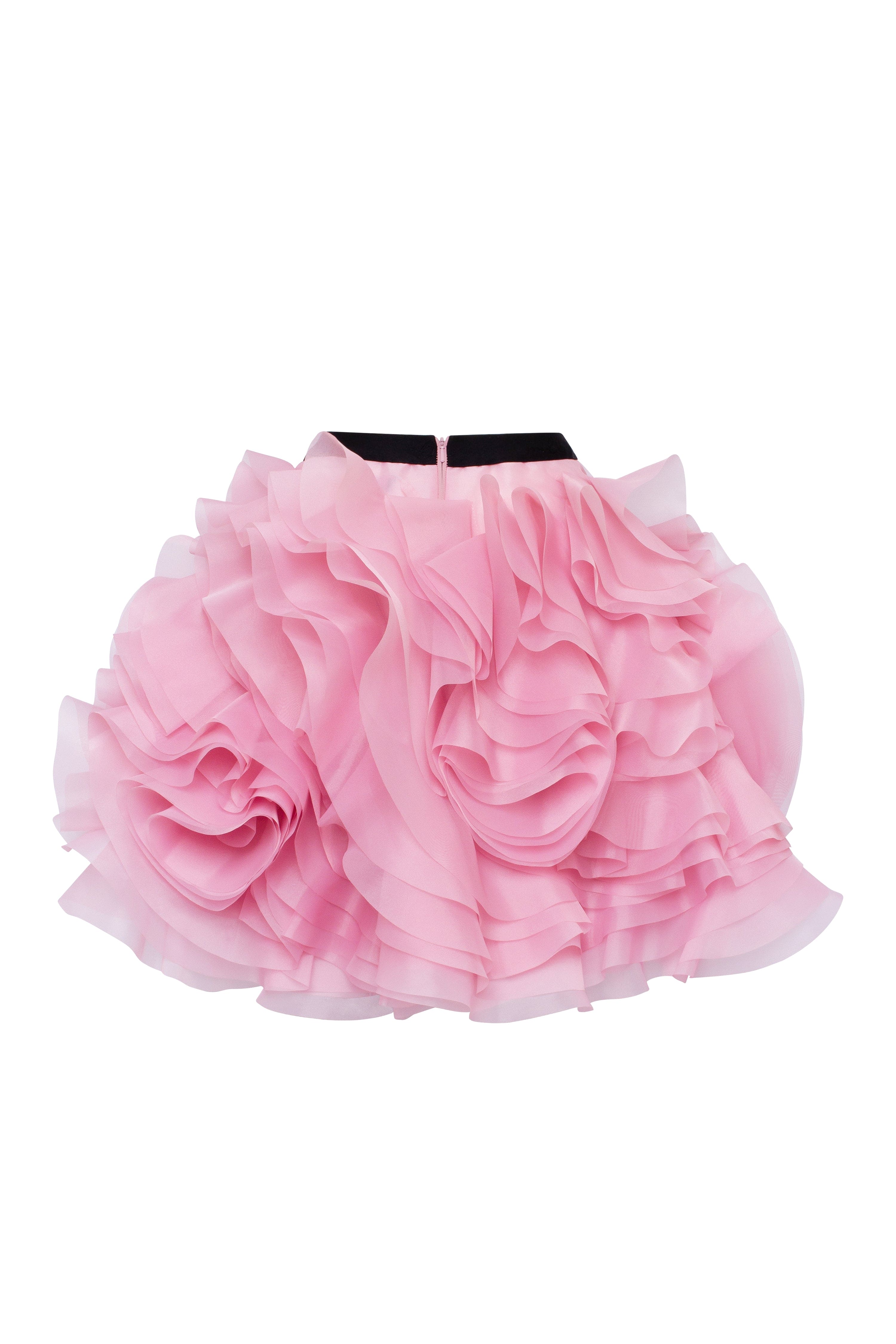 Danceable mini skirt with ruched flower appliques in pink, Midnight Walk - Image 4
