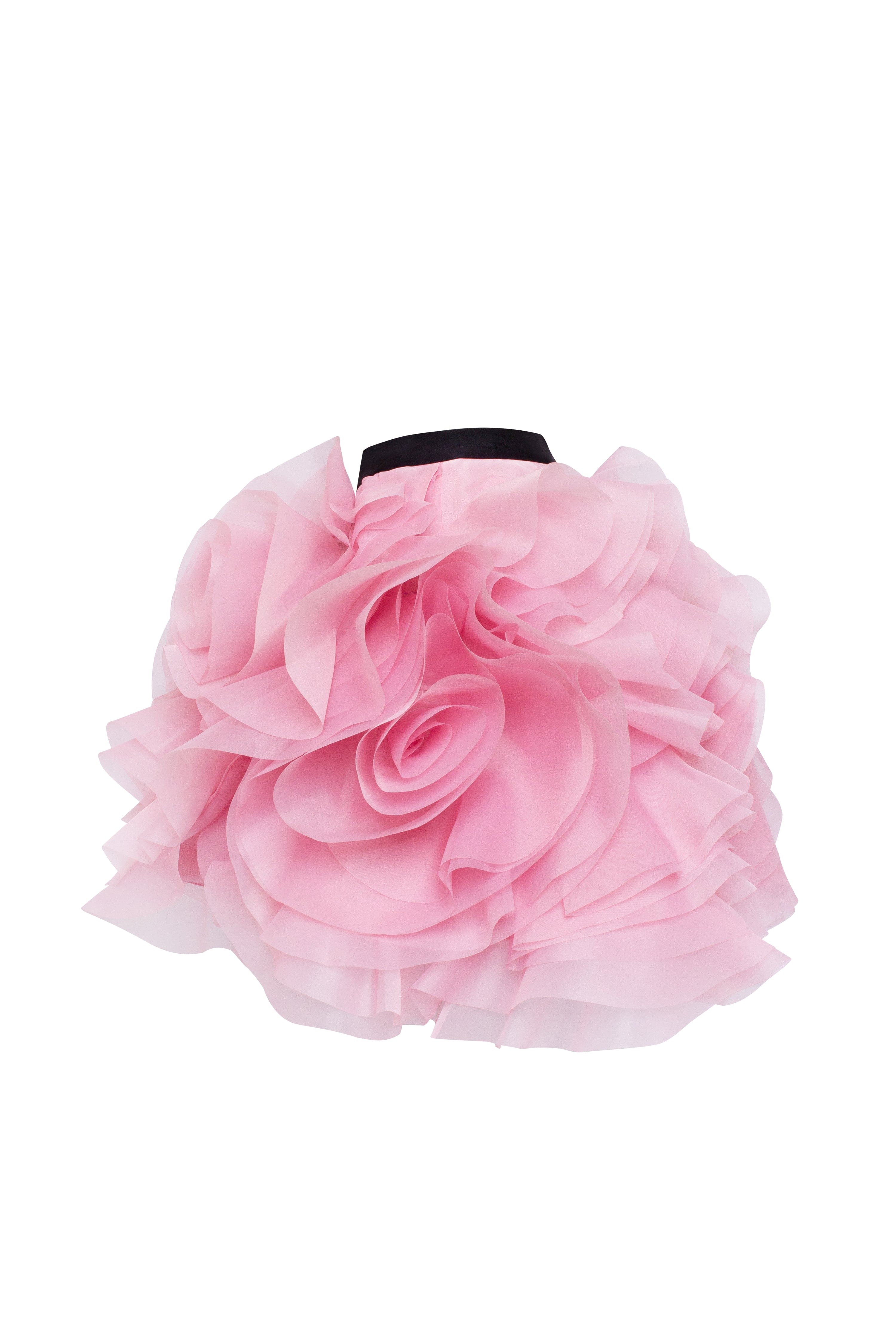 Danceable mini skirt with ruched flower appliques in pink, Midnight Walk - Image 6