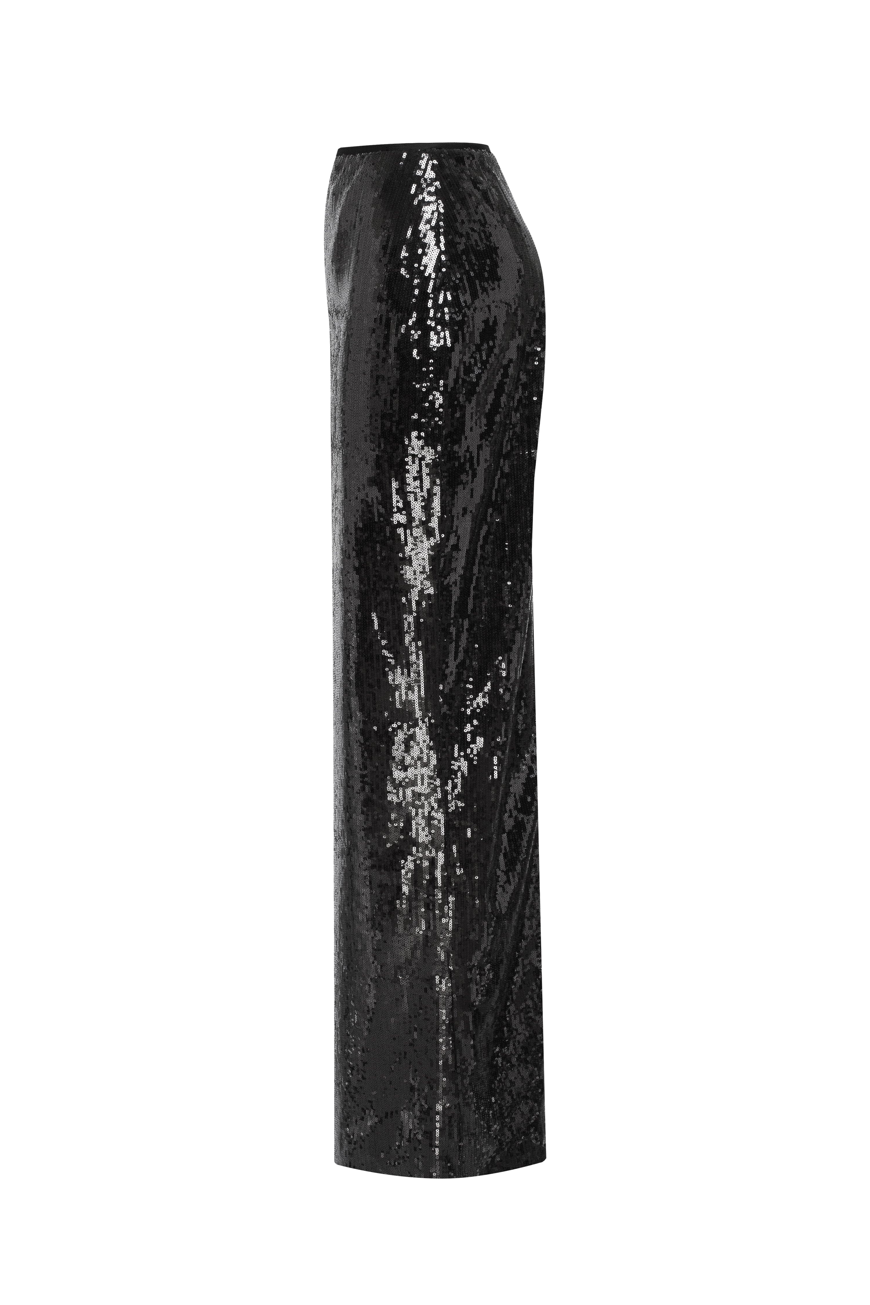 Dramatic fitted sequined black maxi skirt, Midnight Walk - Image 5