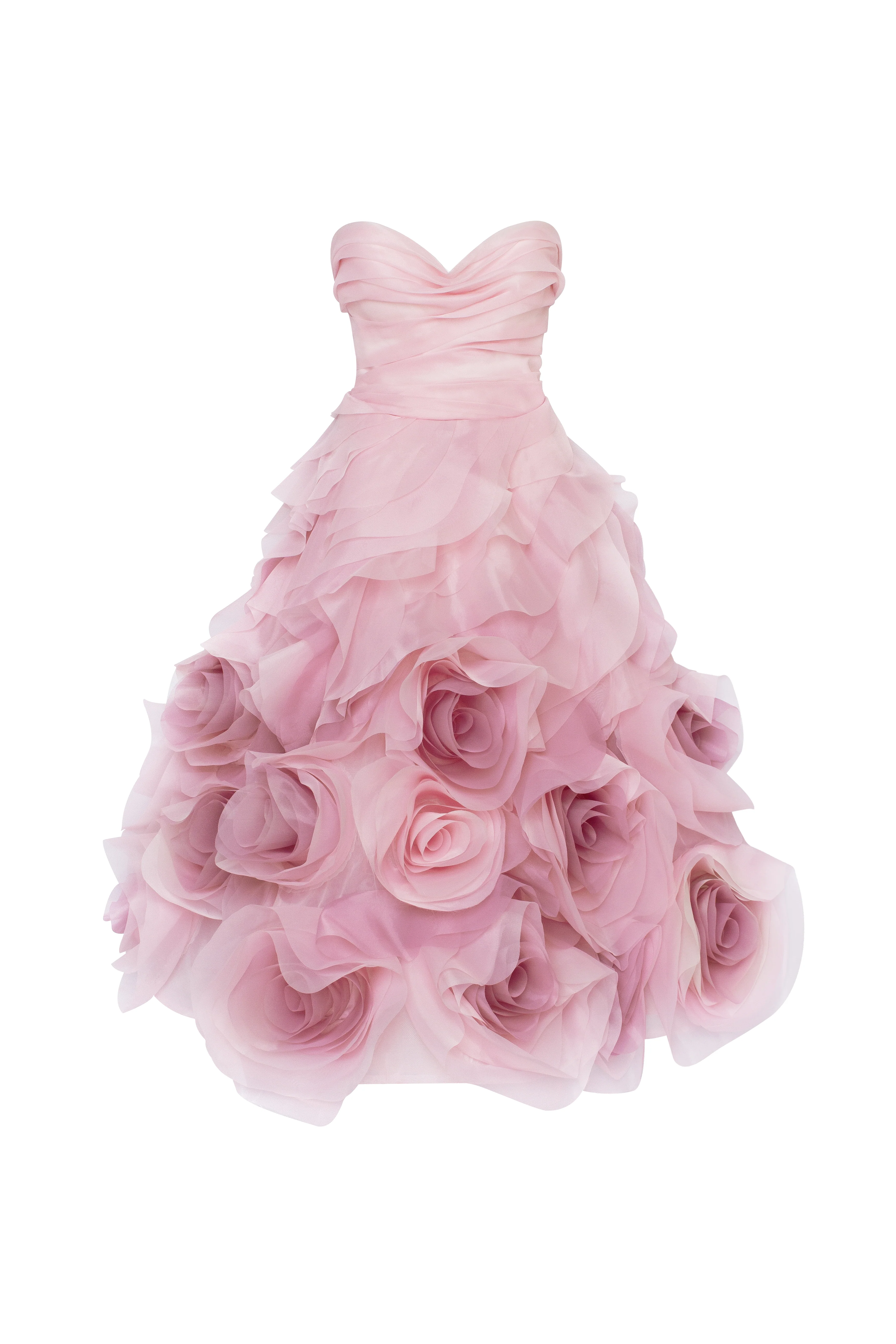 Dramatic flowered organza midi dress in misty rose, Glow-Up - Image 2