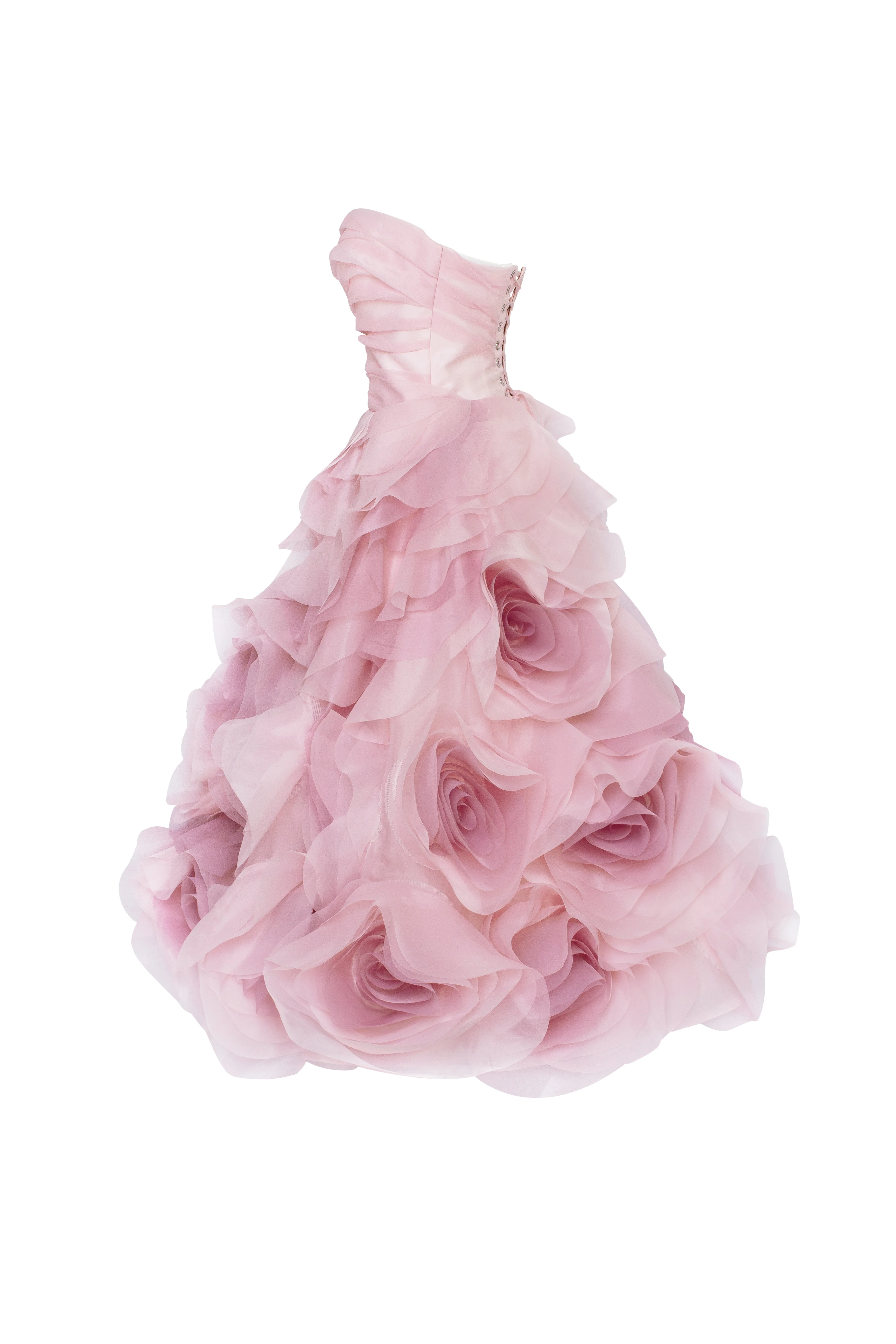 Dramatic flowered organza midi dress in misty rose, Glow-Up - Image 8