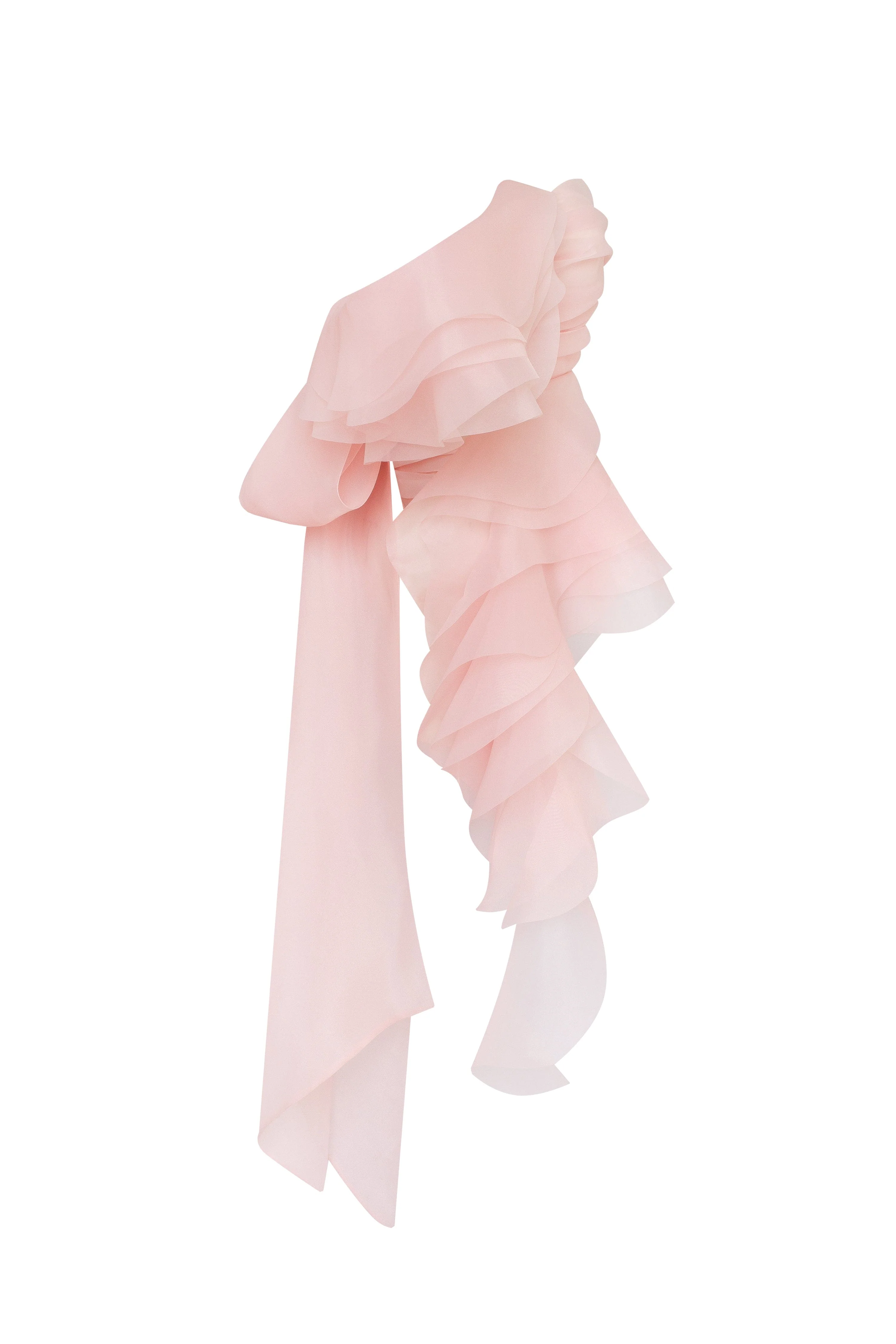 Dreamy off-shoulder blouse with meringue flounces in misty rose, Midnight Walk - Image 14