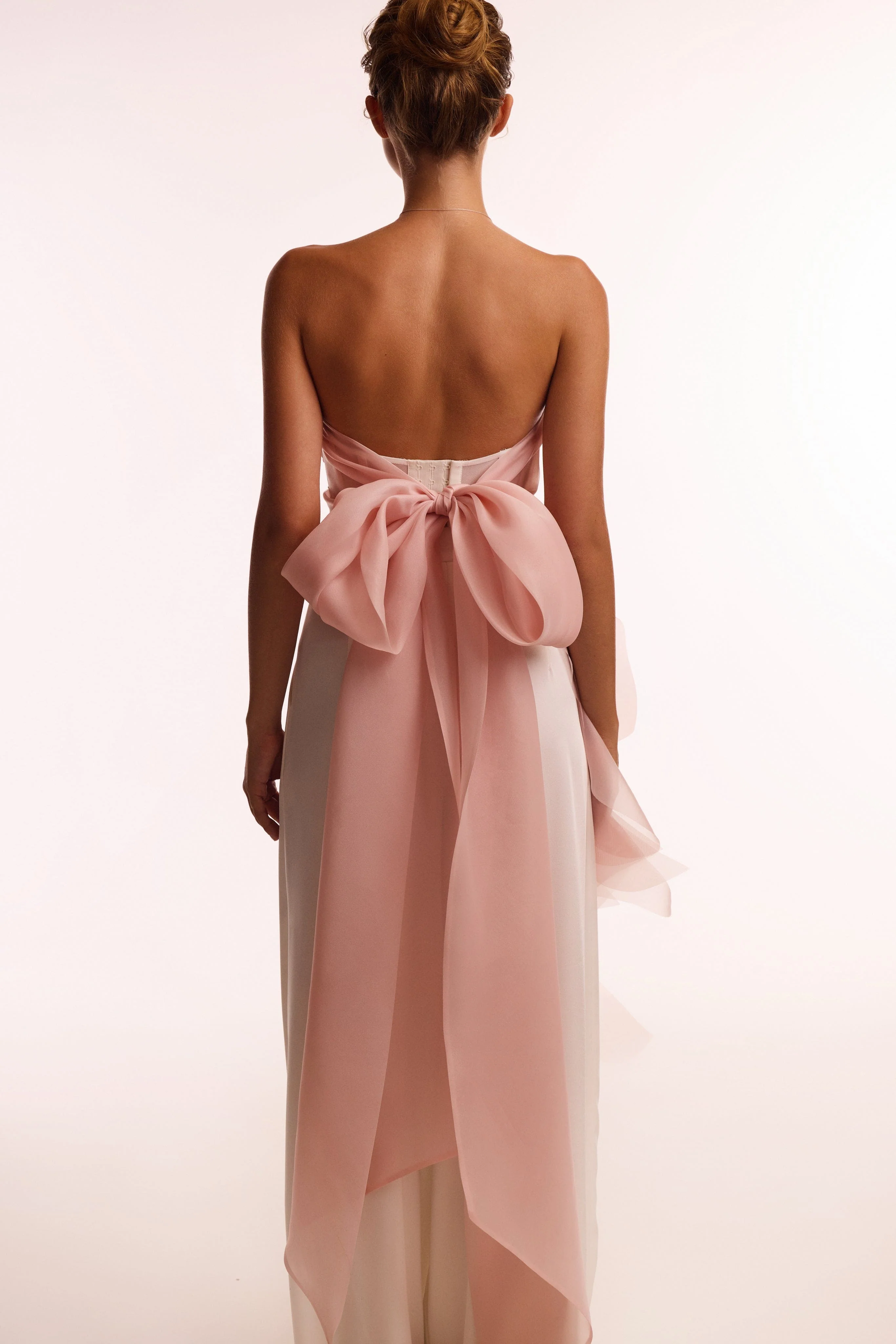 Dreamy off-shoulder blouse with meringue flounces in misty rose, Midnight Walk - Image 3