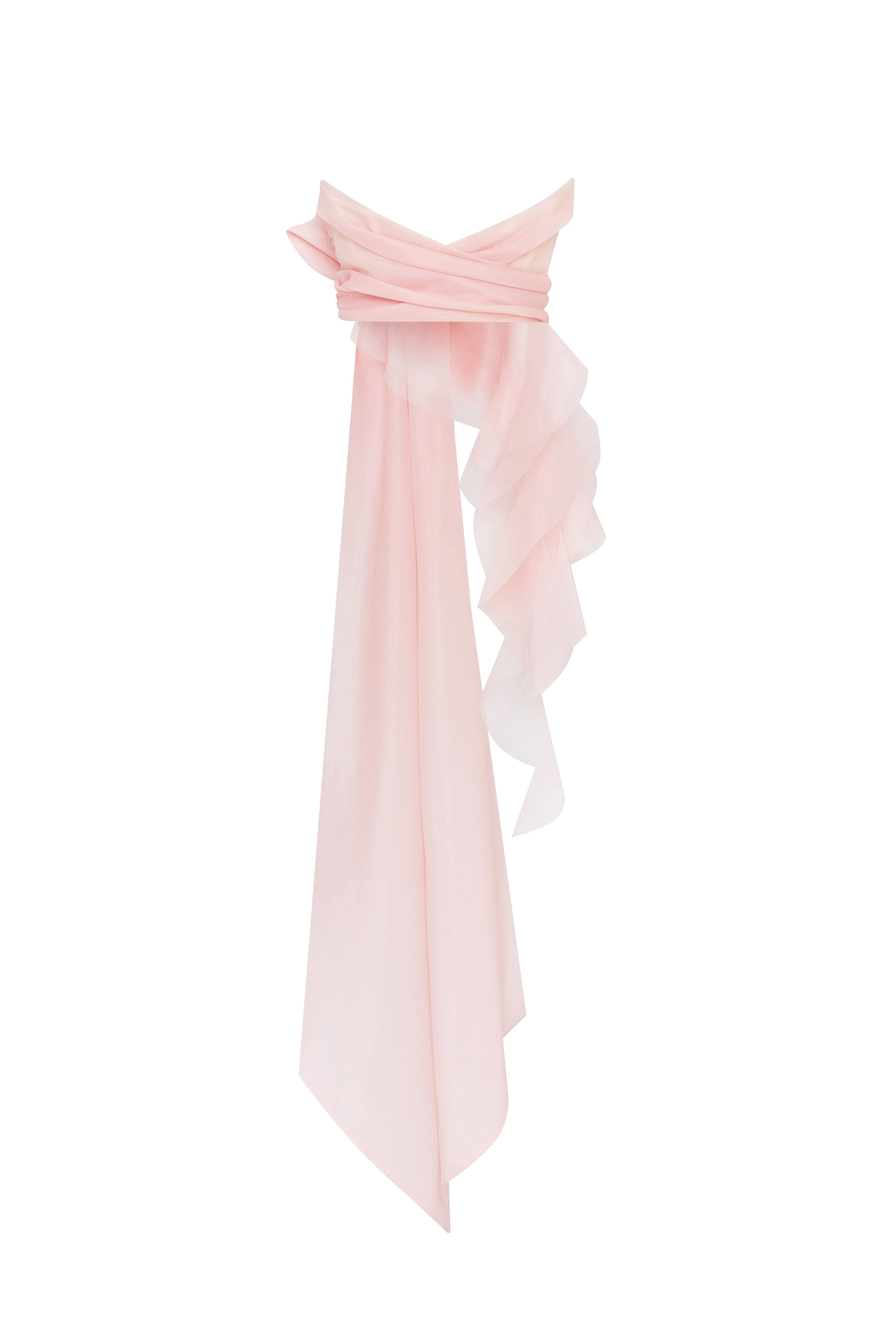 Dreamy off-shoulder blouse with meringue flounces in misty rose, Midnight Walk - Image 4
