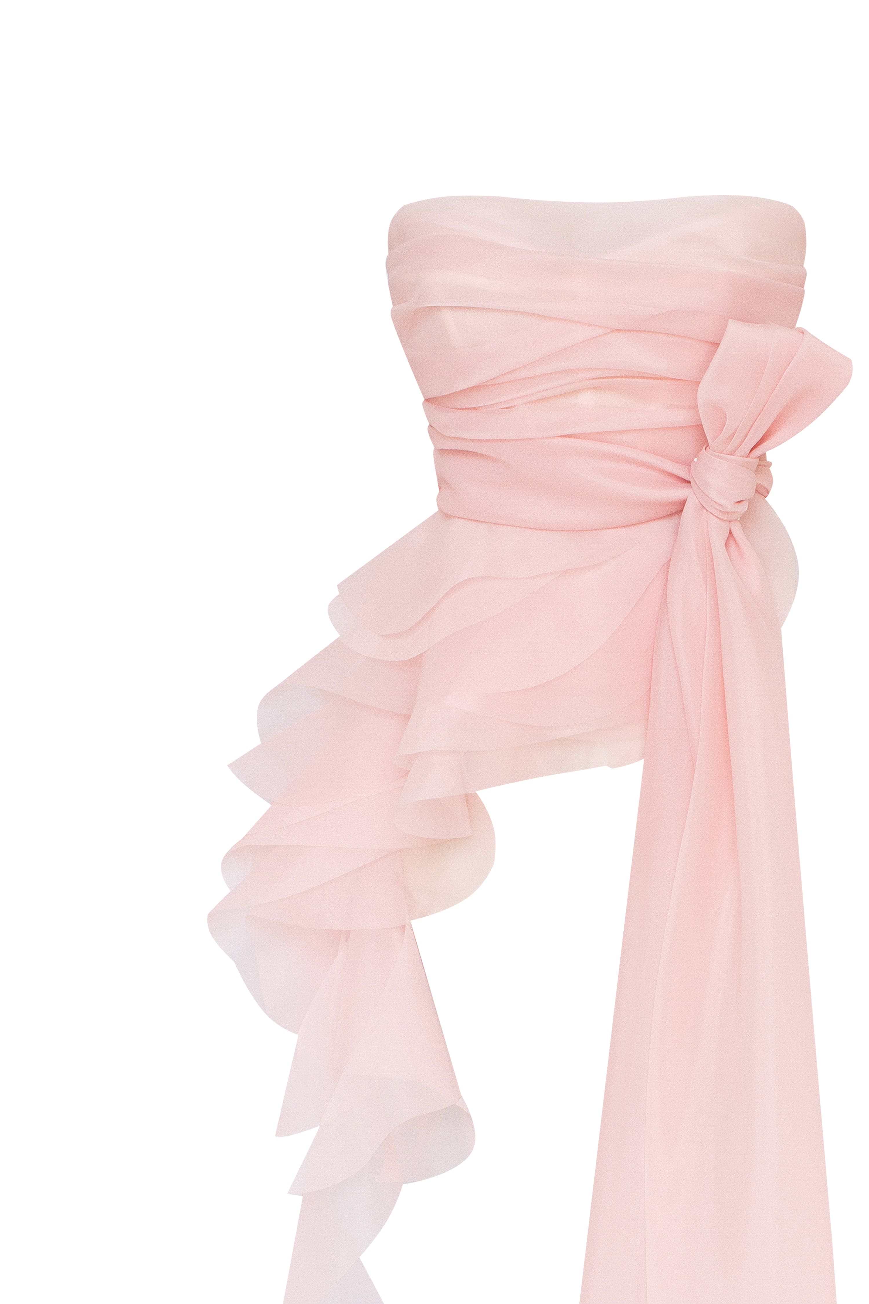 Dreamy off-shoulder blouse with meringue flounces in misty rose, Midnight Walk - Image 6