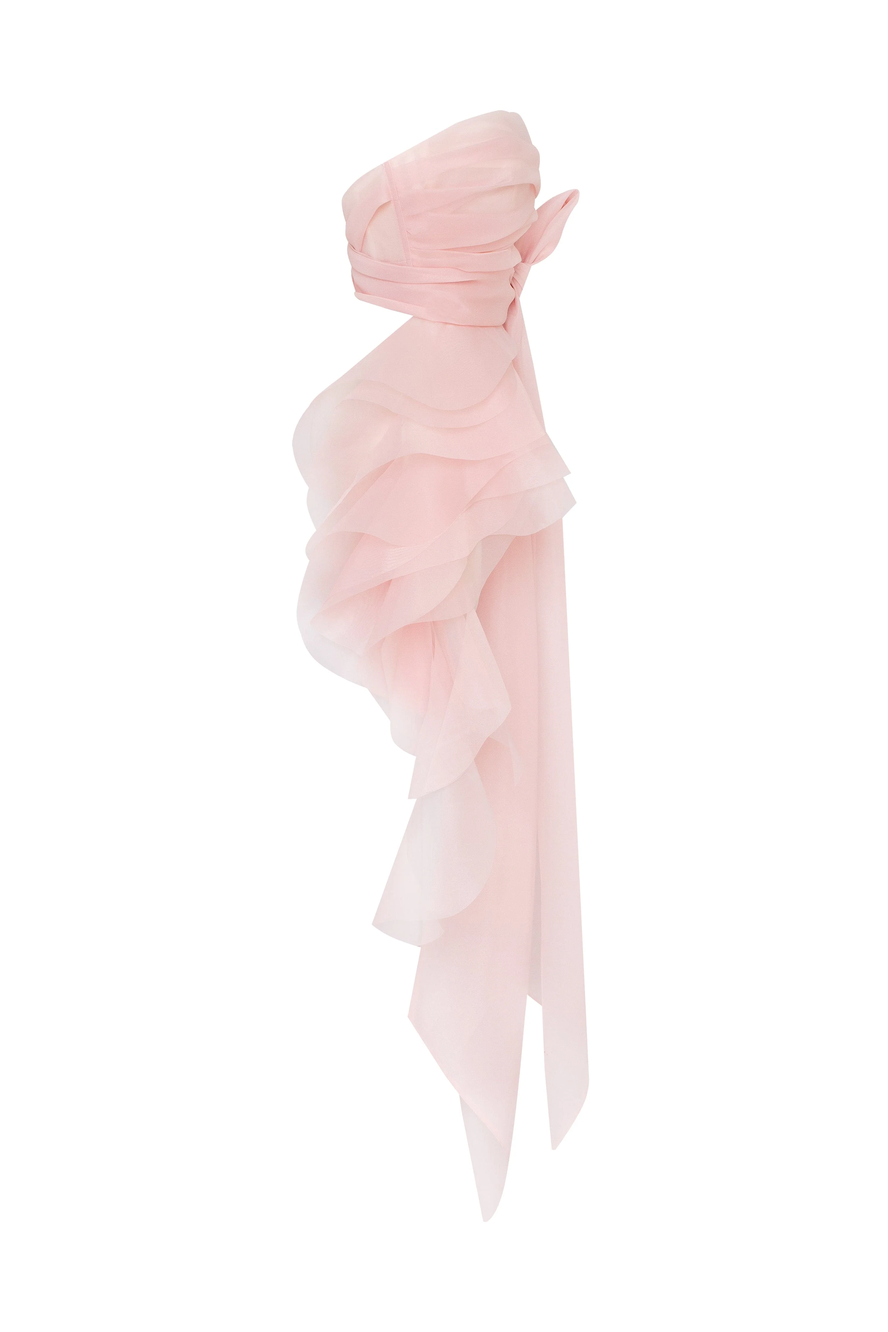 Dreamy off-shoulder blouse with meringue flounces in misty rose, Midnight Walk - Image 7