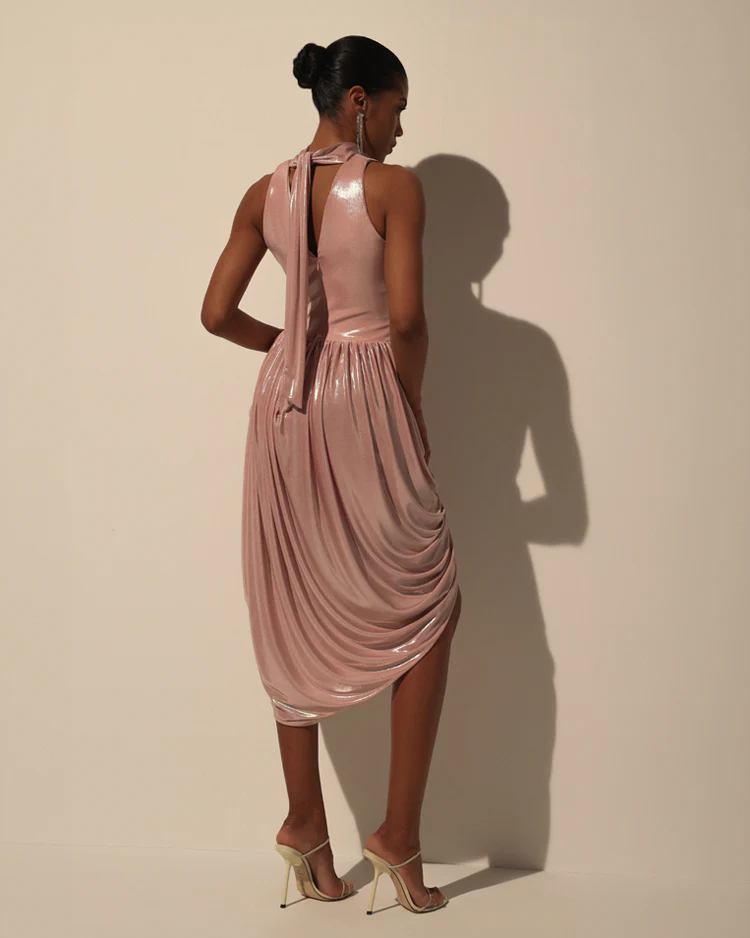 Dress with Halter Neck and Wet Effect - Image 3