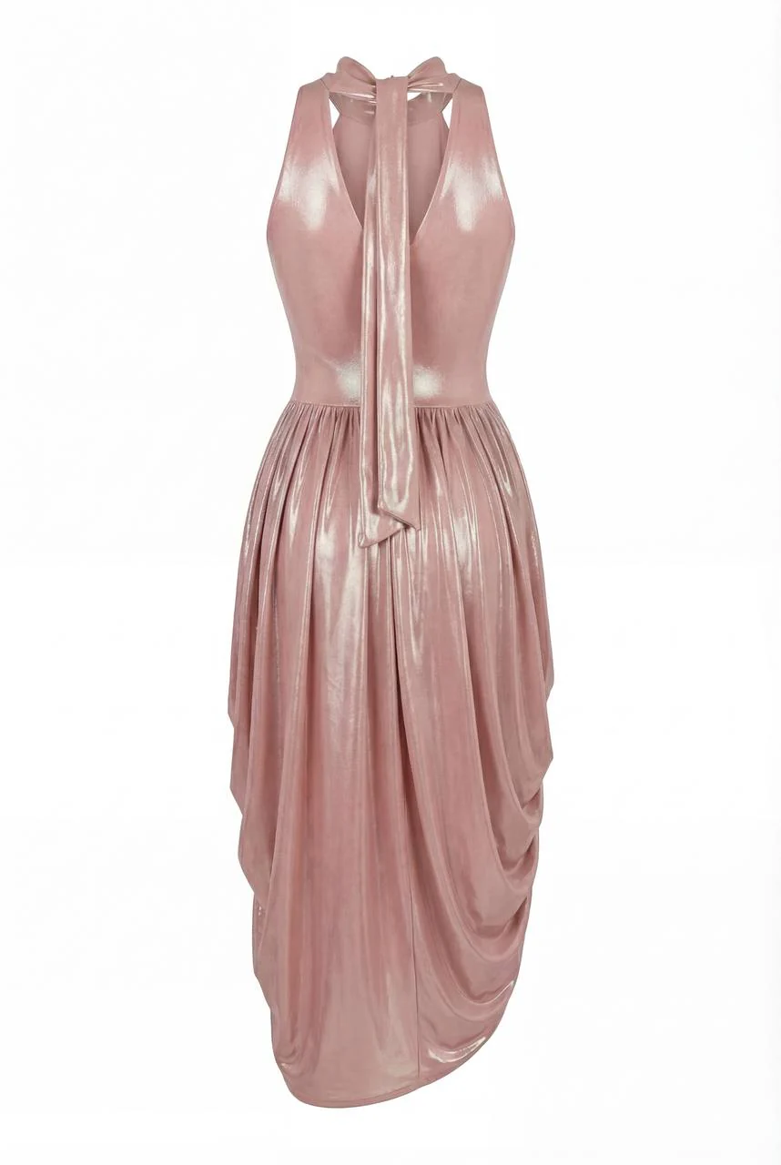 Dress with Halter Neck and Wet Effect - Image 4