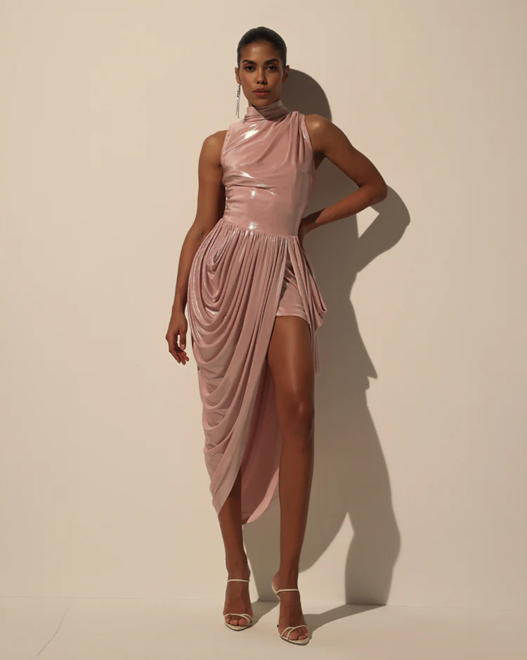 Dress with Halter Neck and Wet Effect - Image 5