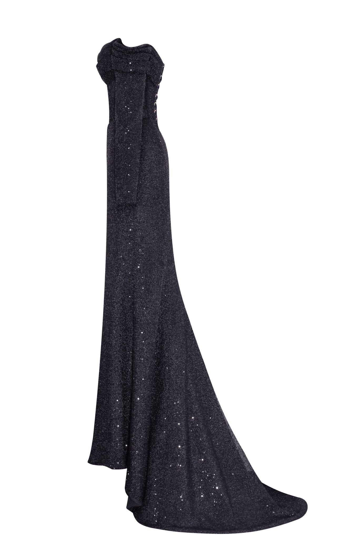 Elegant black off-the-shoulder sparkling maxi dress - Image 7