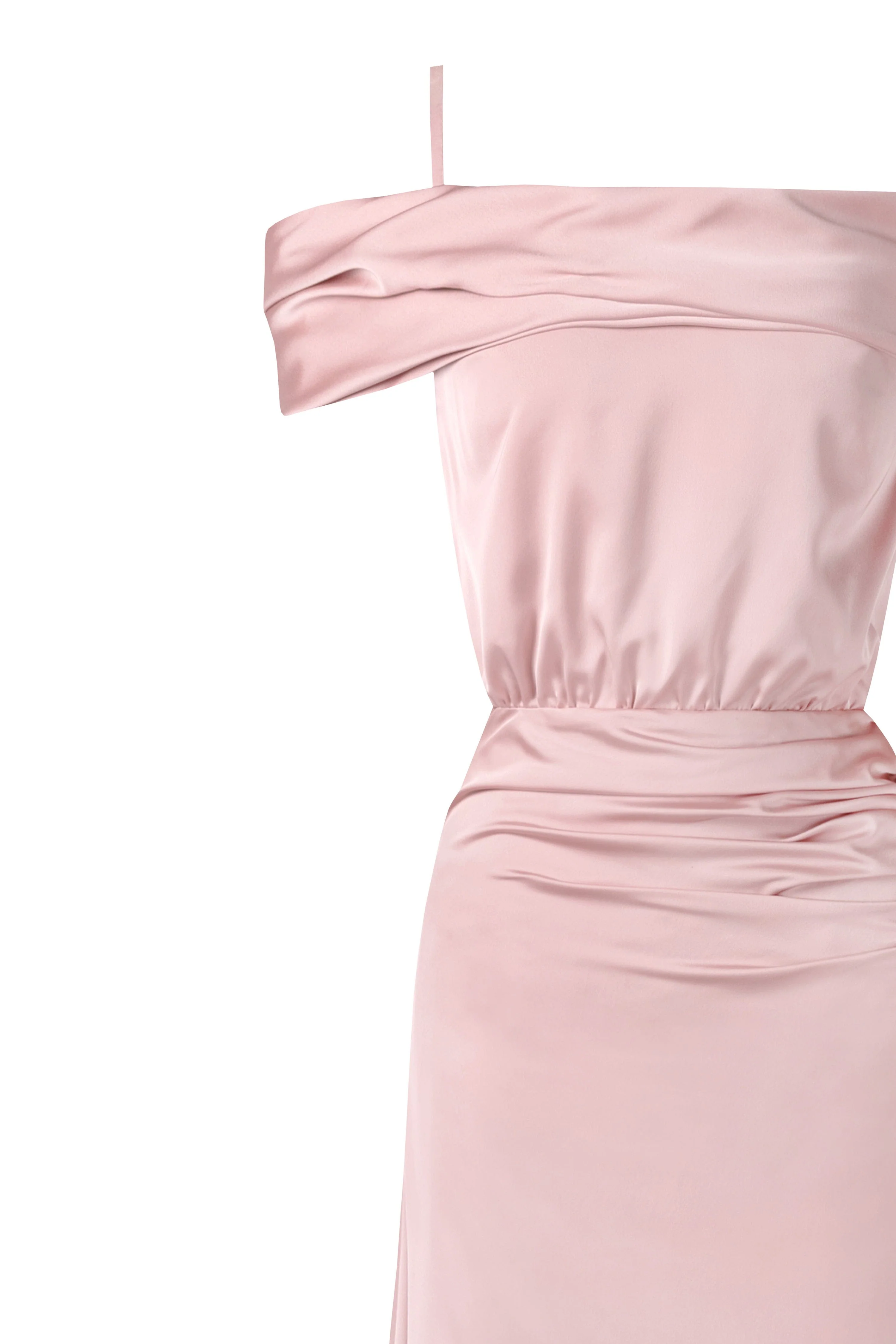 Elegant misty rose off-the-shoulder silk maxi dress - Image 6