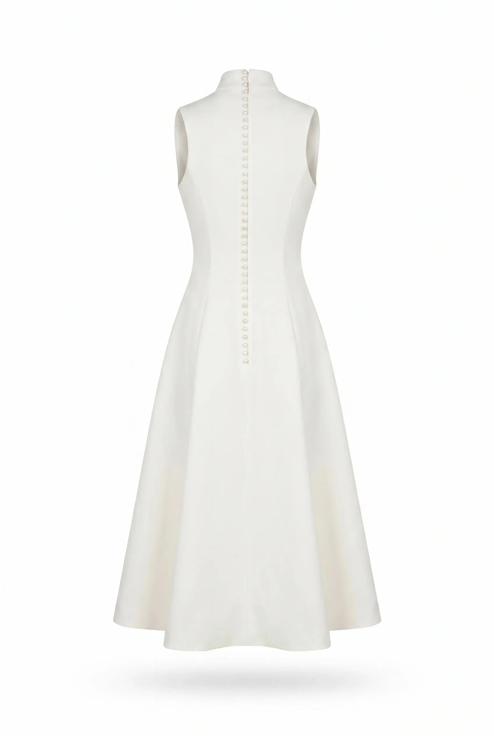 Elegant white midi dress with a high neckline - Image 4
