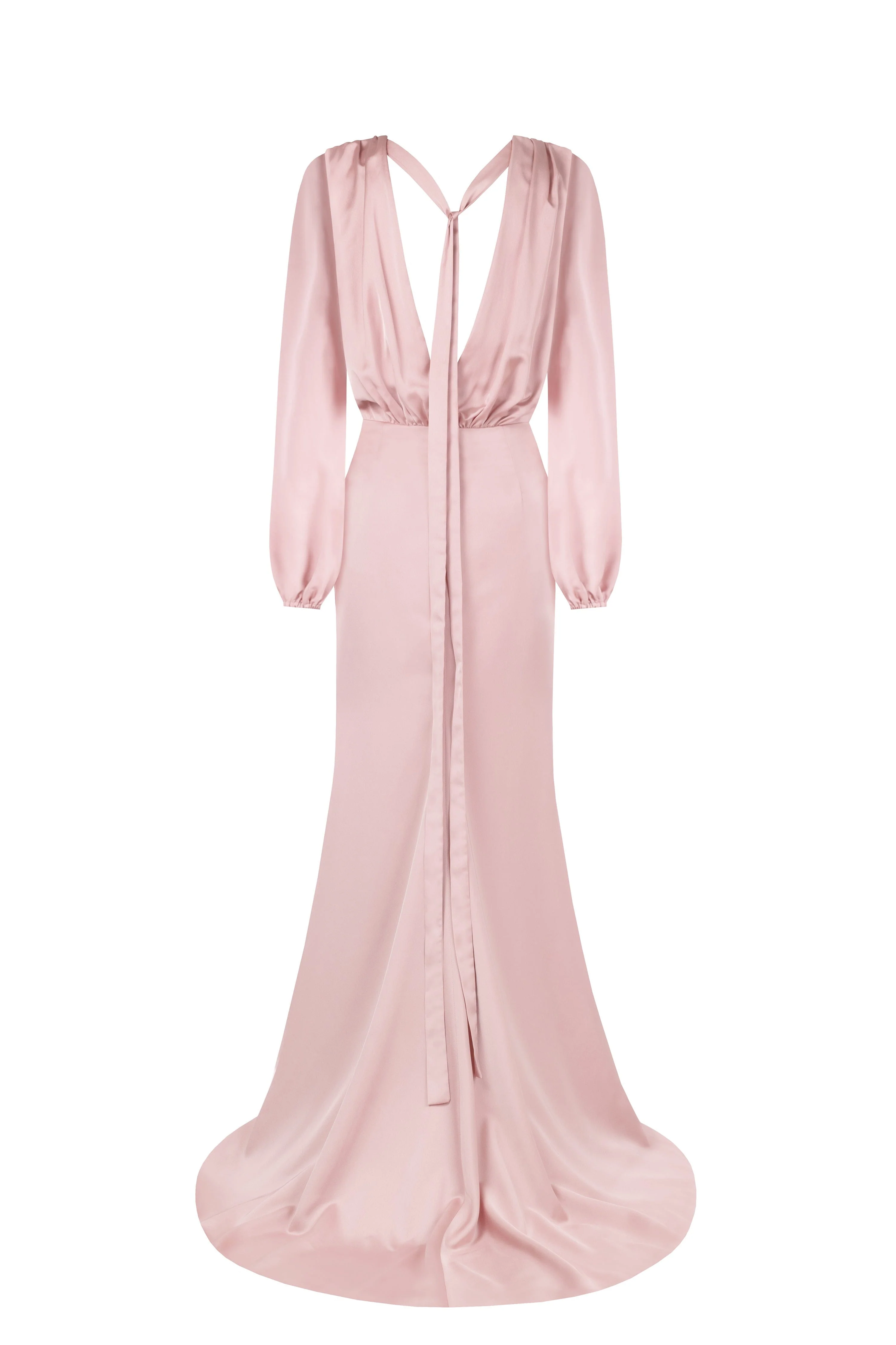 Fancy misty rose silk maxi evening dress - Image 4