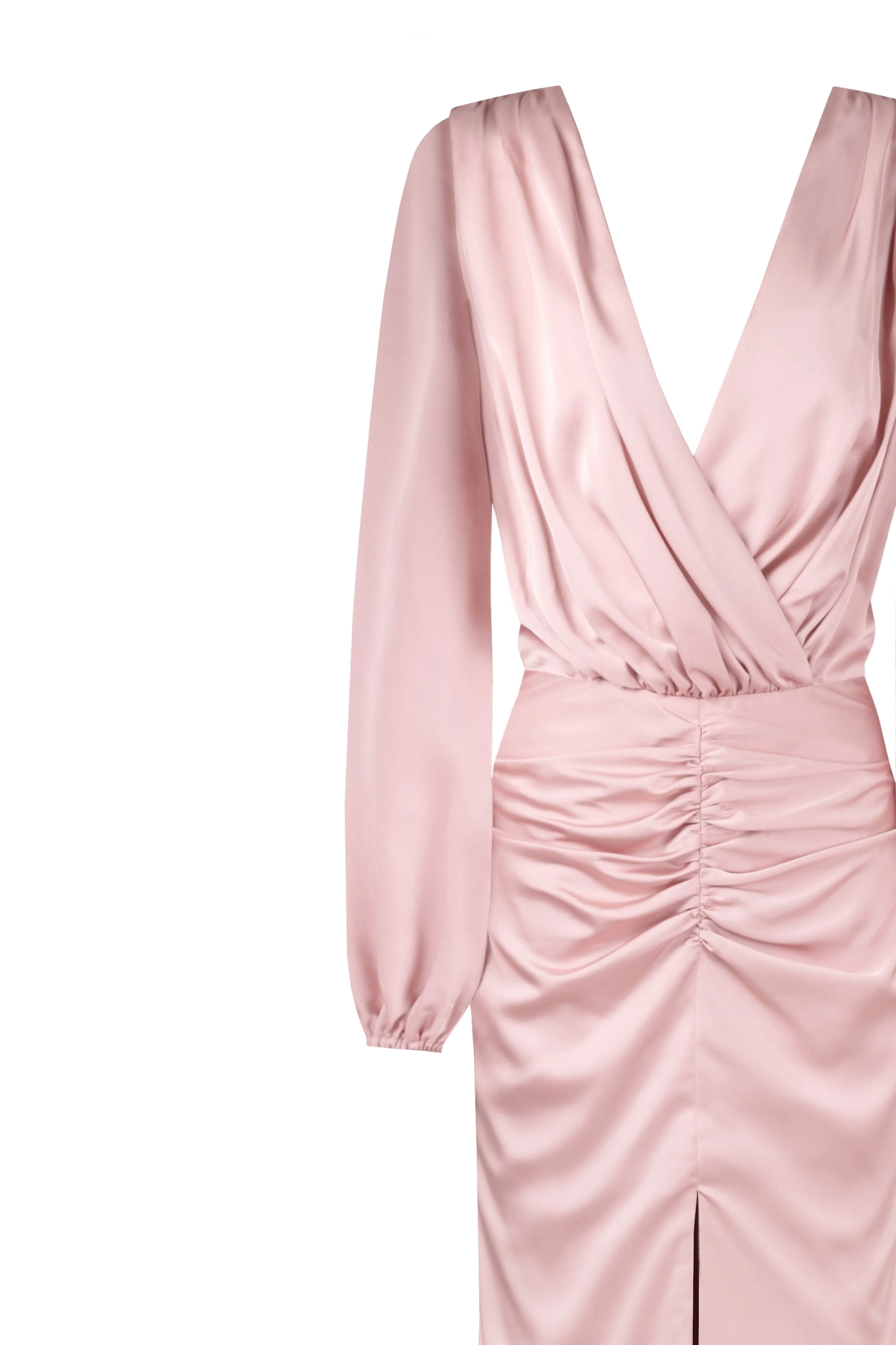 Fancy misty rose silk maxi evening dress - Image 6
