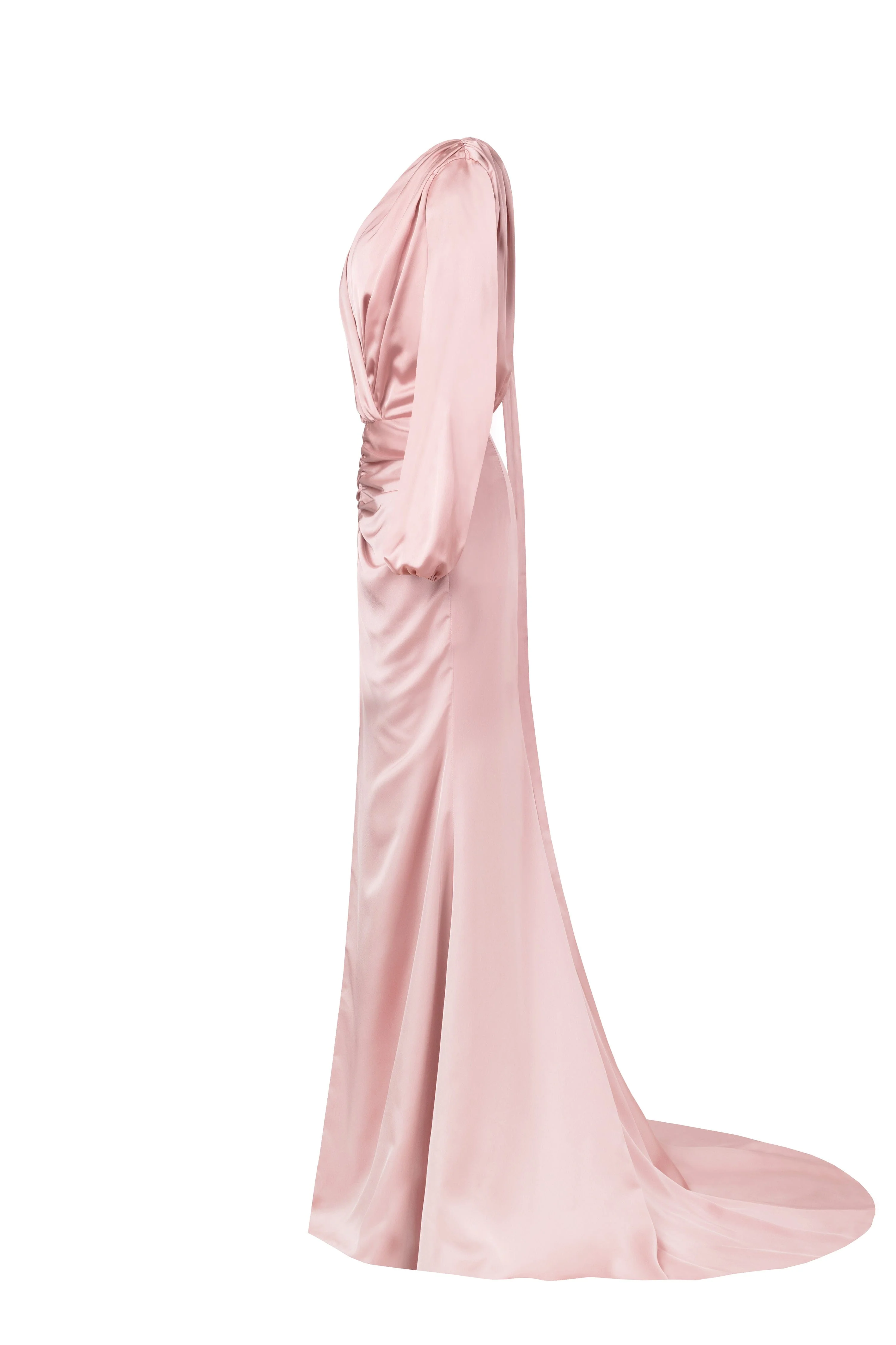 Fancy misty rose silk maxi evening dress - Image 7