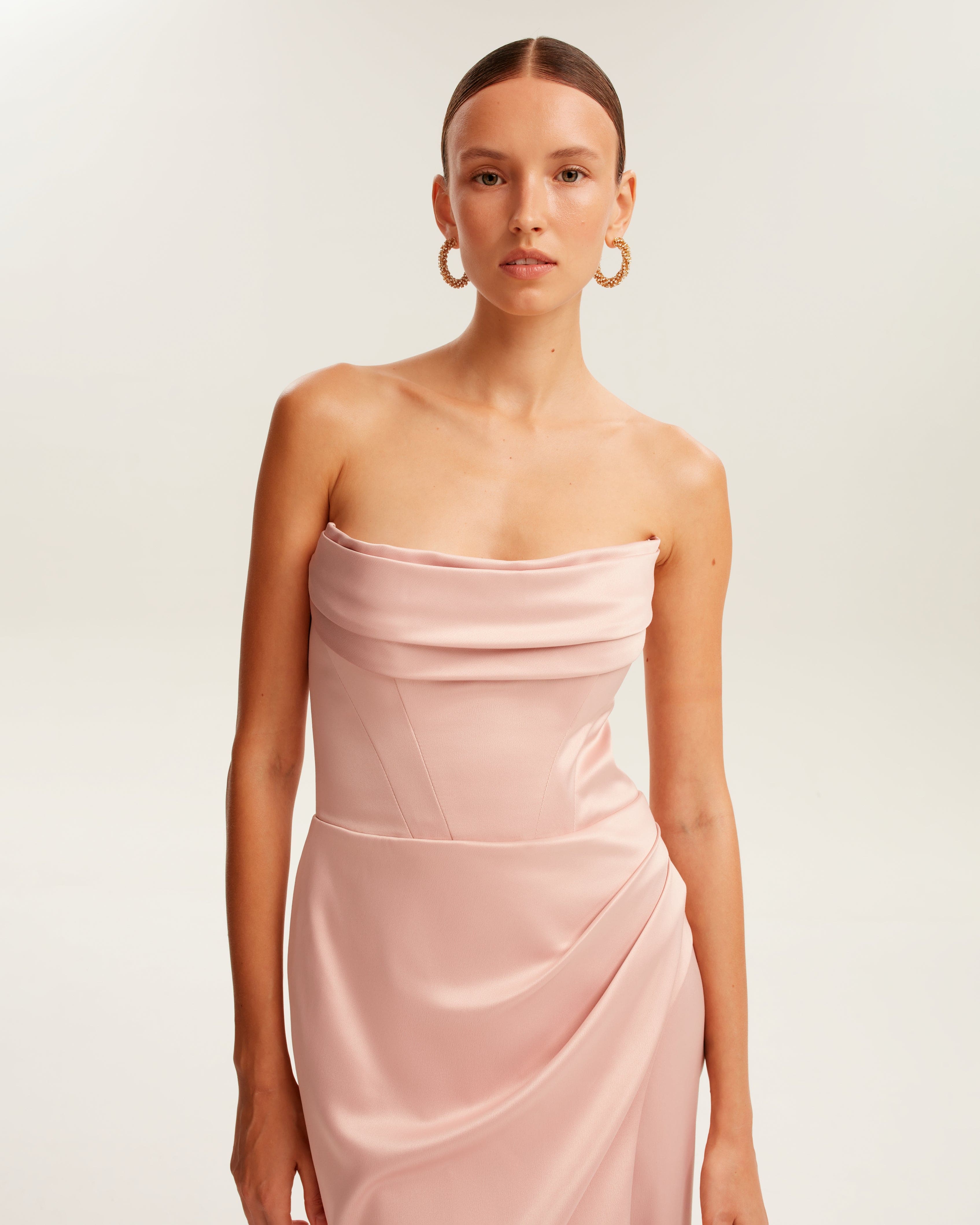 Fancy satin misty rose maxi dress, Garden of Eden - Image 5