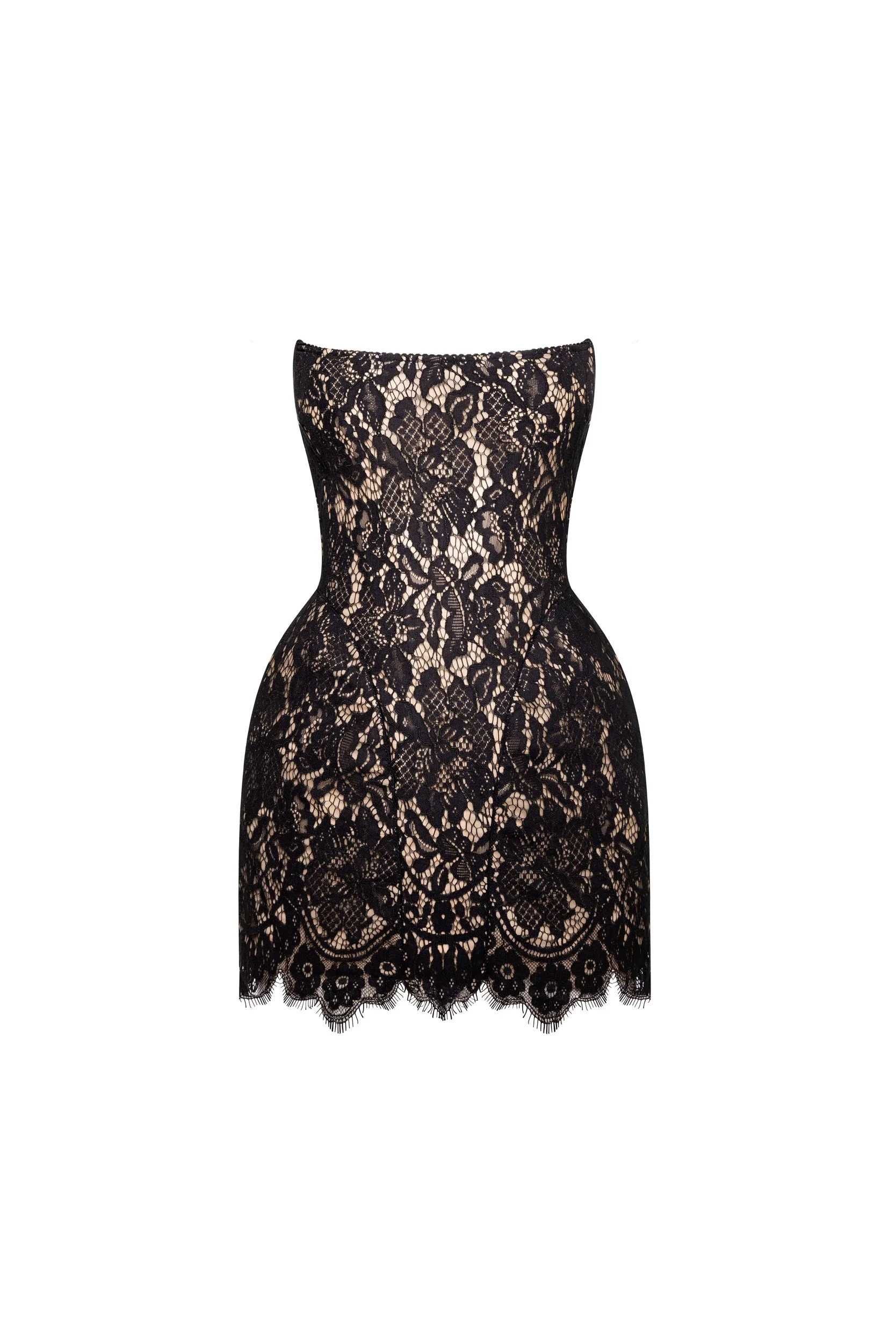 Fitted black lace mini dress - Image 2
