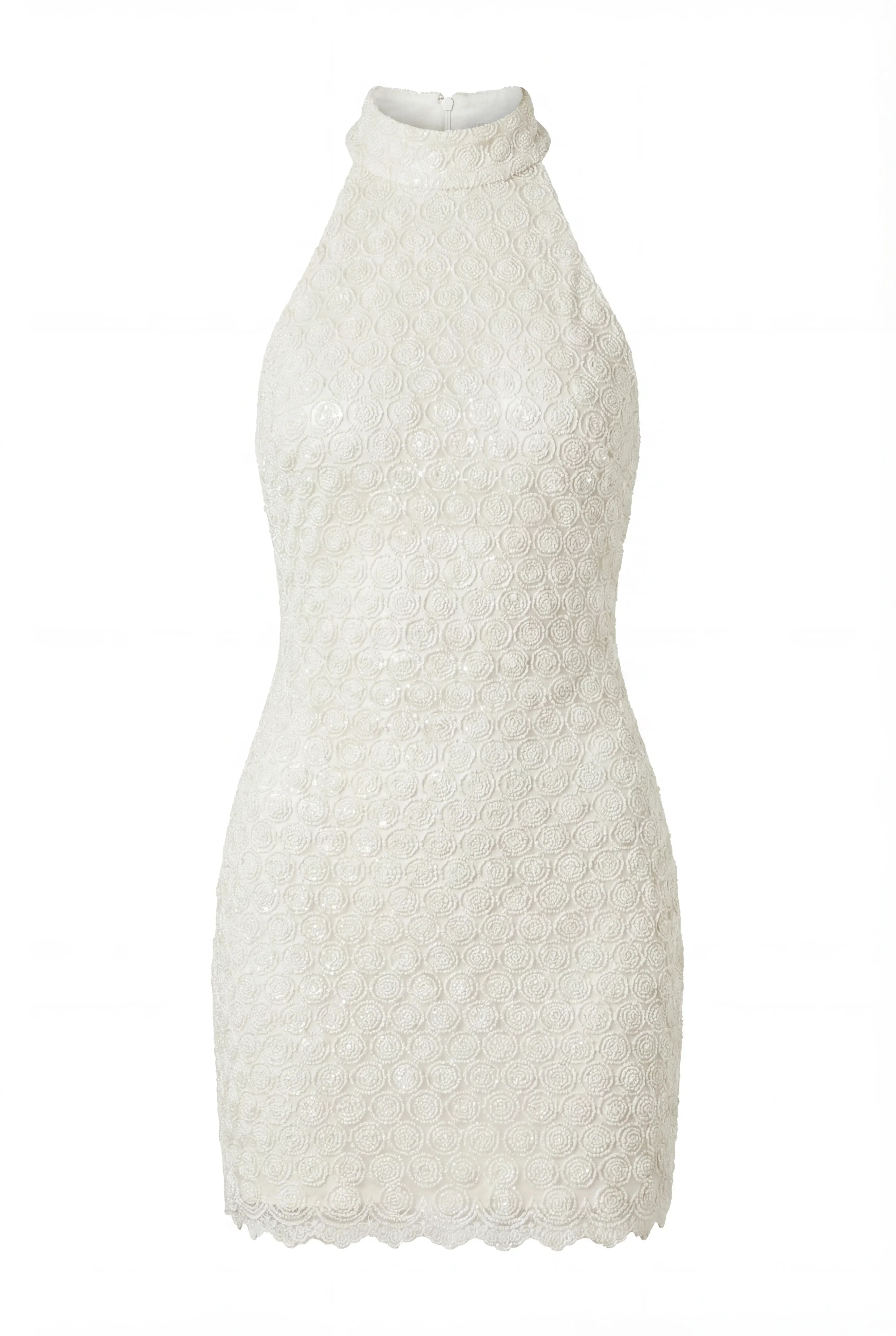 Fitted Lace Ivory Mini Dress - Image 2