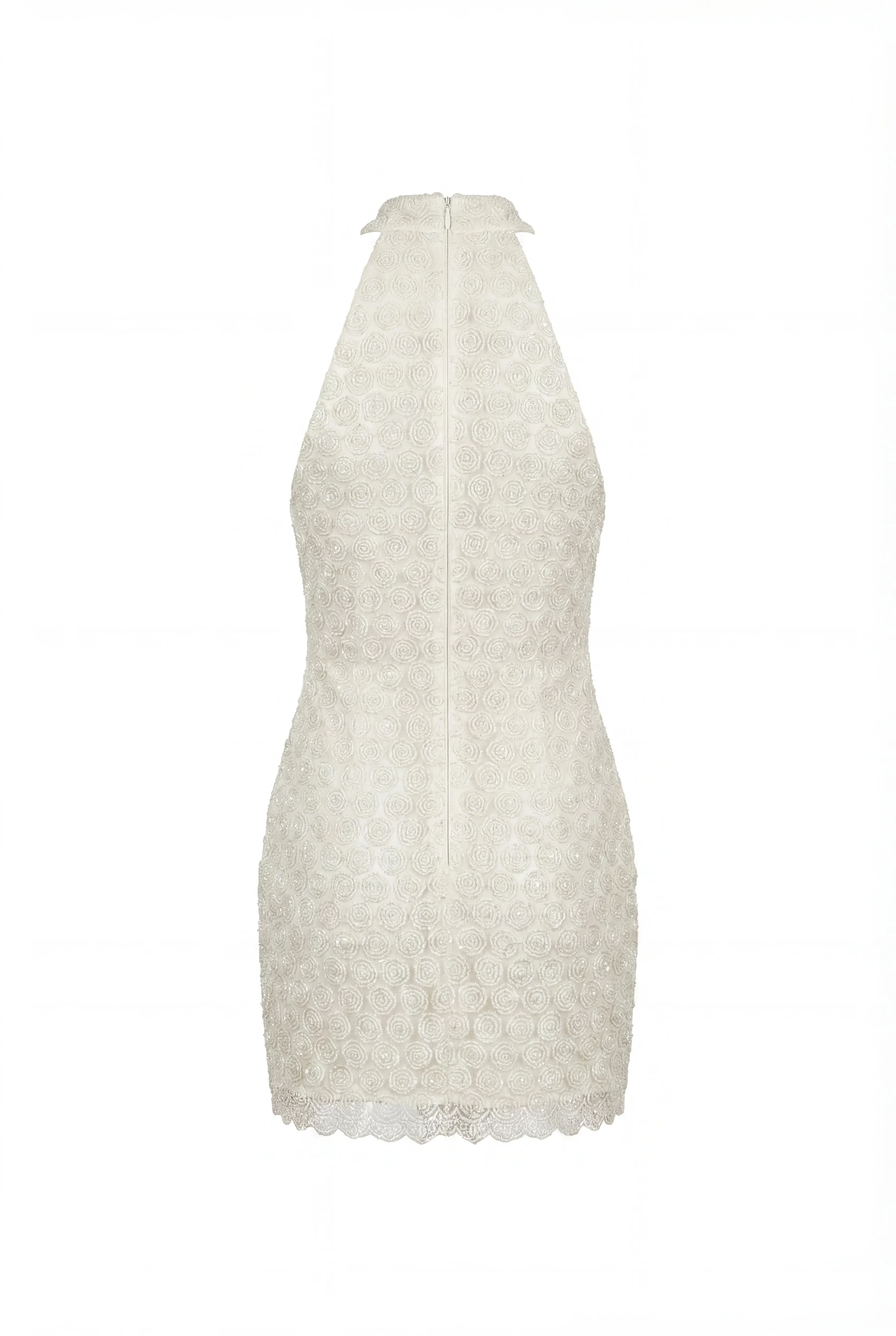 Fitted Lace Ivory Mini Dress - Image 4