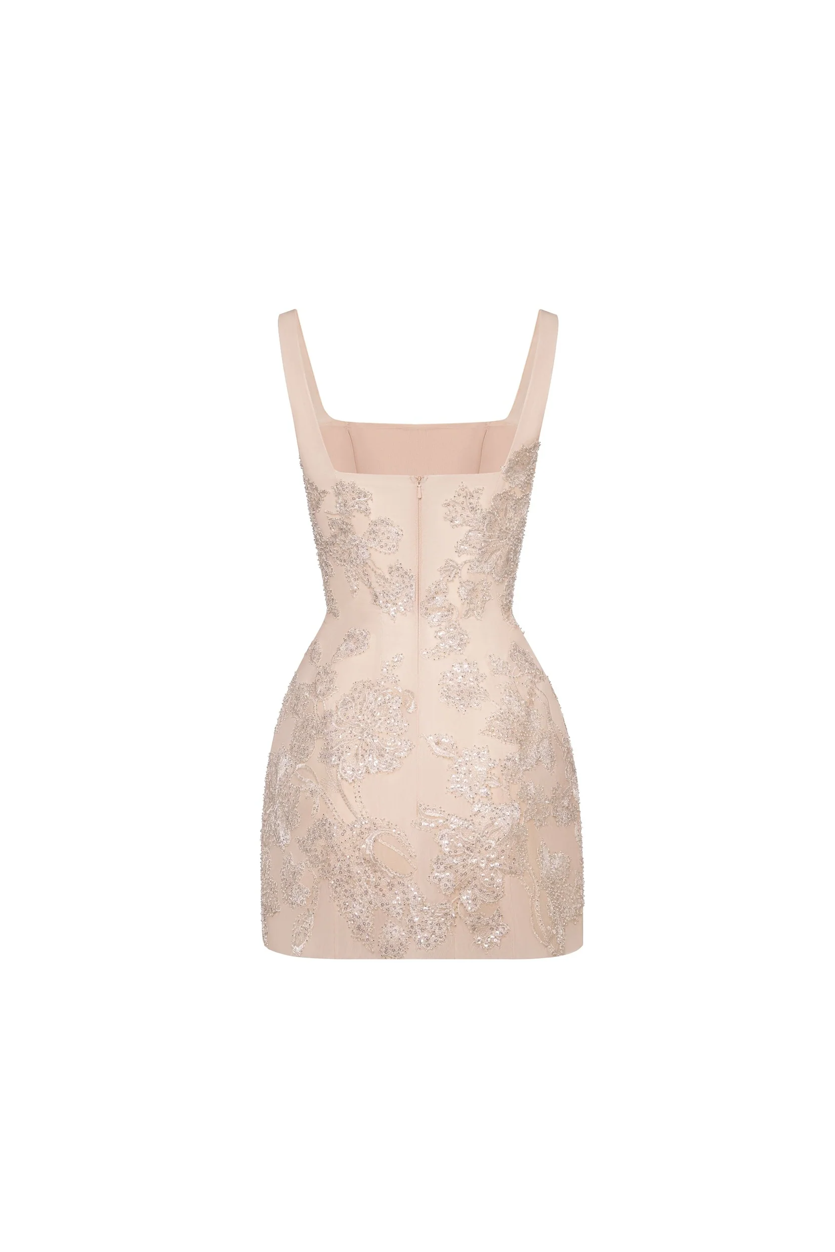 Fitted nude mini dress with bows - Image 4