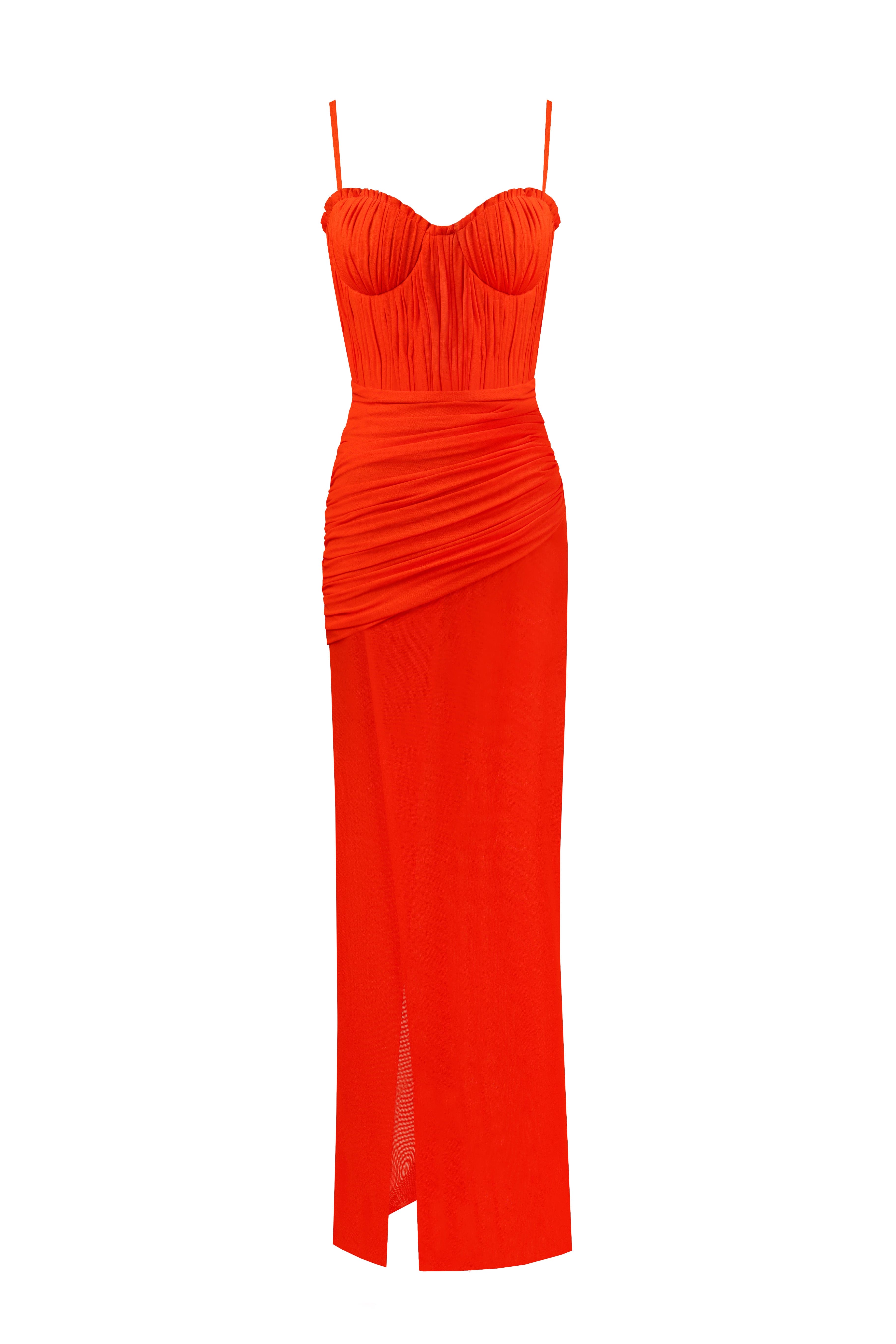 Flamboyant coral bustier maxi dress - Image 2