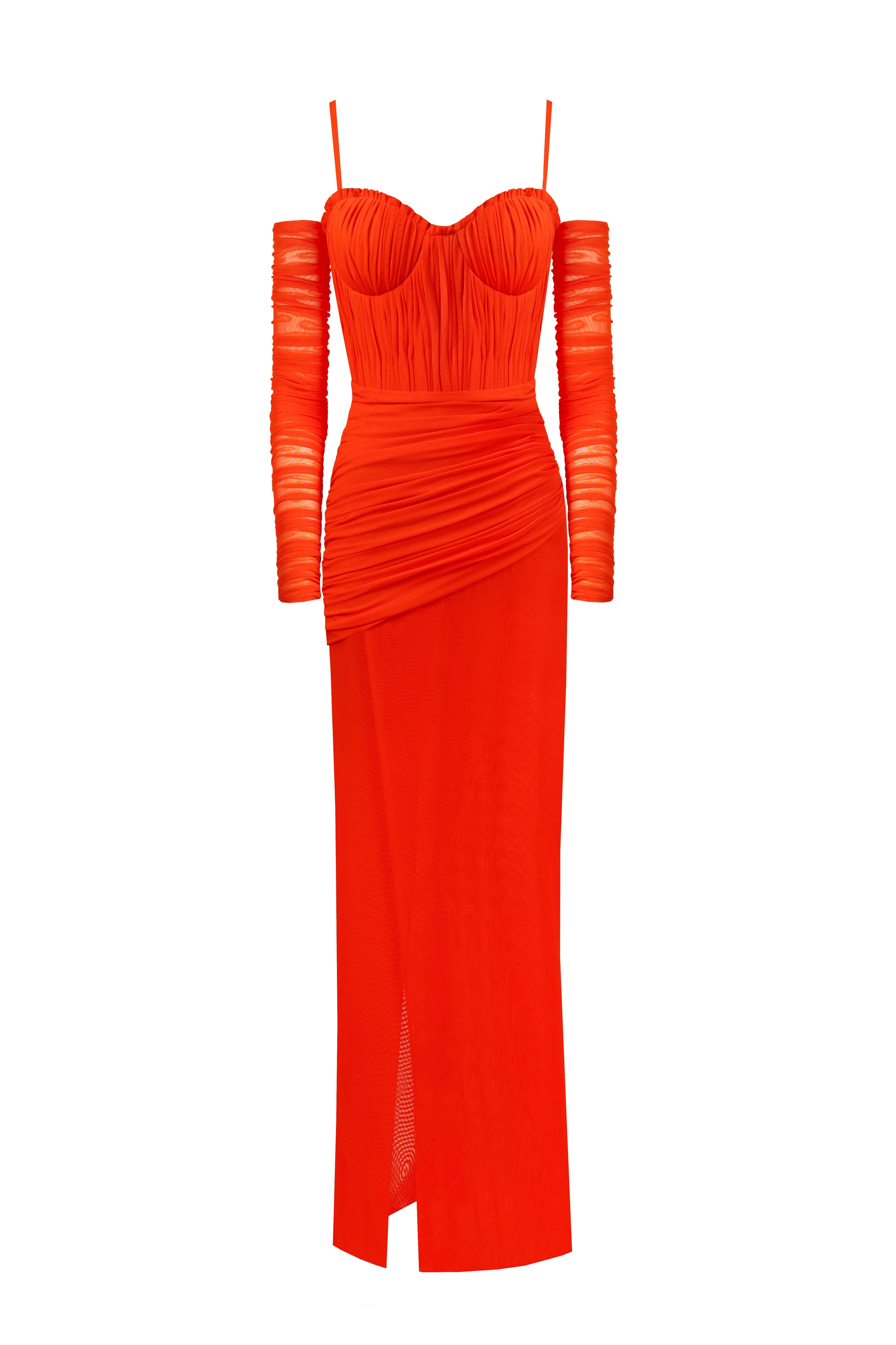 Flamboyant coral bustier maxi dress - Image 8
